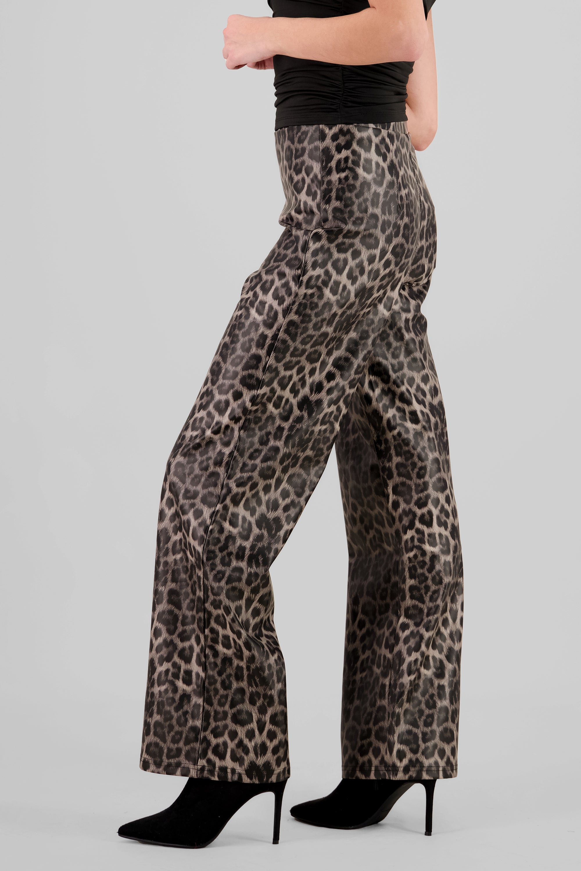 Pantalon brilloso animal print NEGRO COMBO