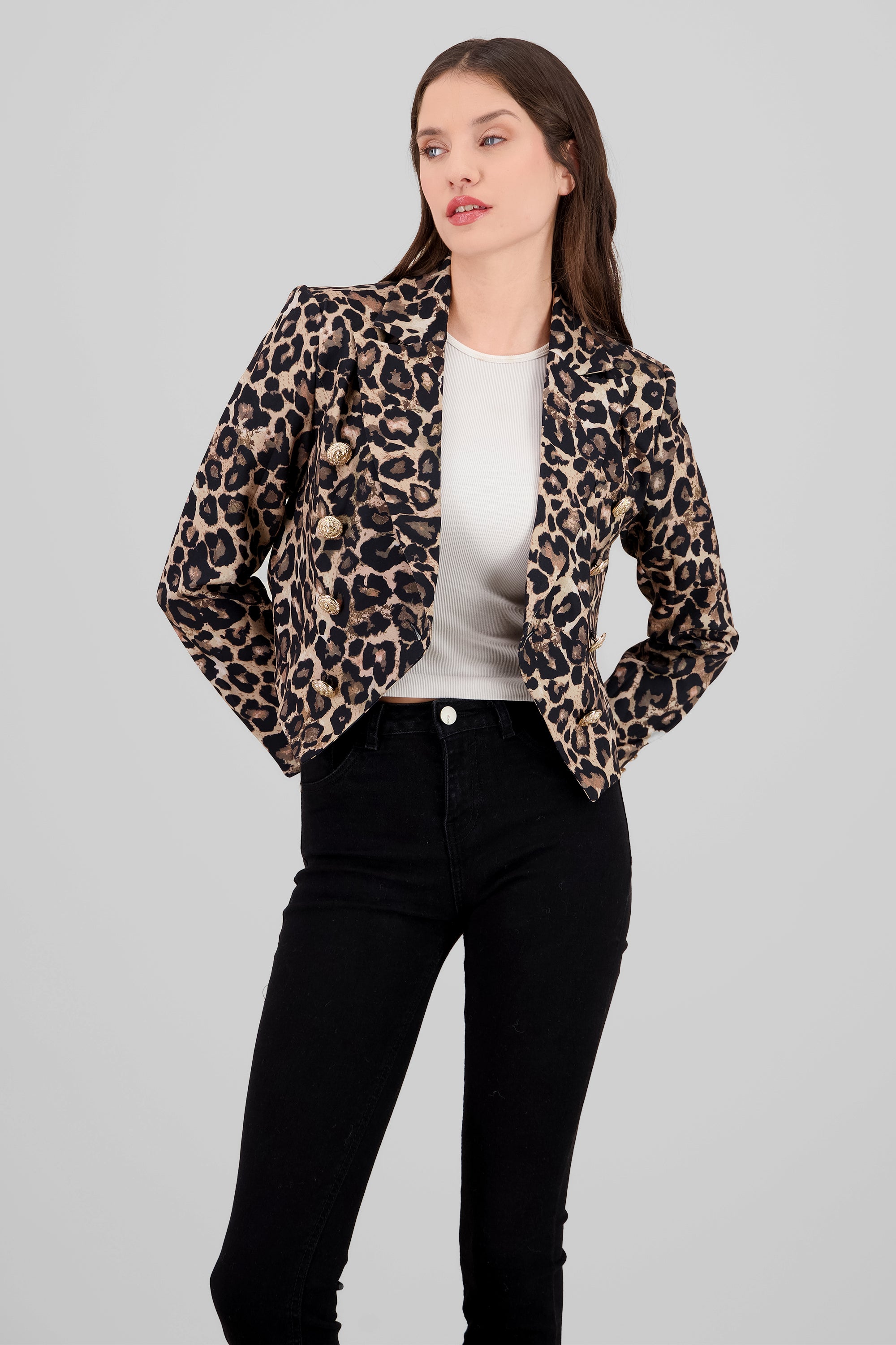 Saco crop animal print NEGRO COMBO