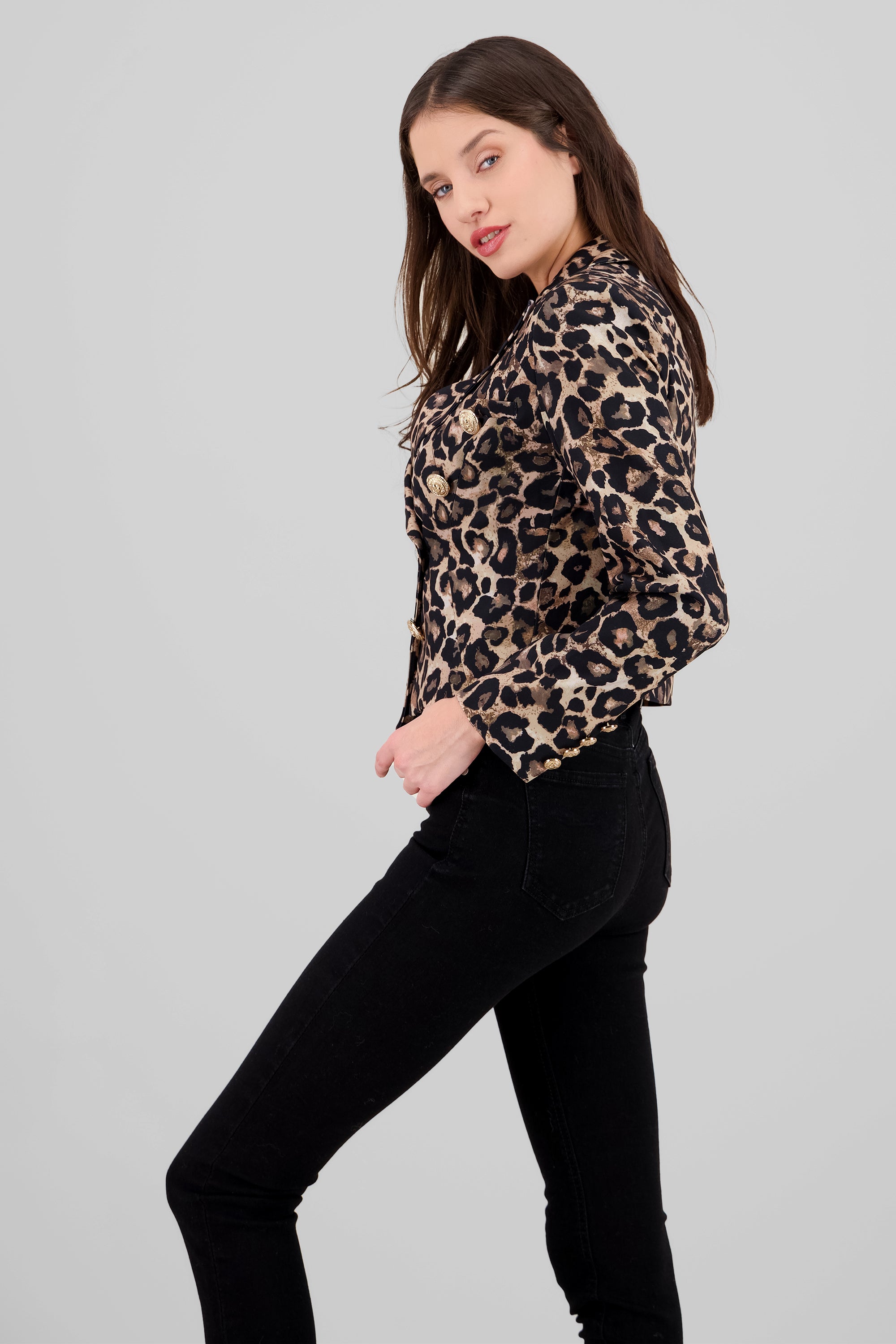 Saco crop animal print NEGRO COMBO