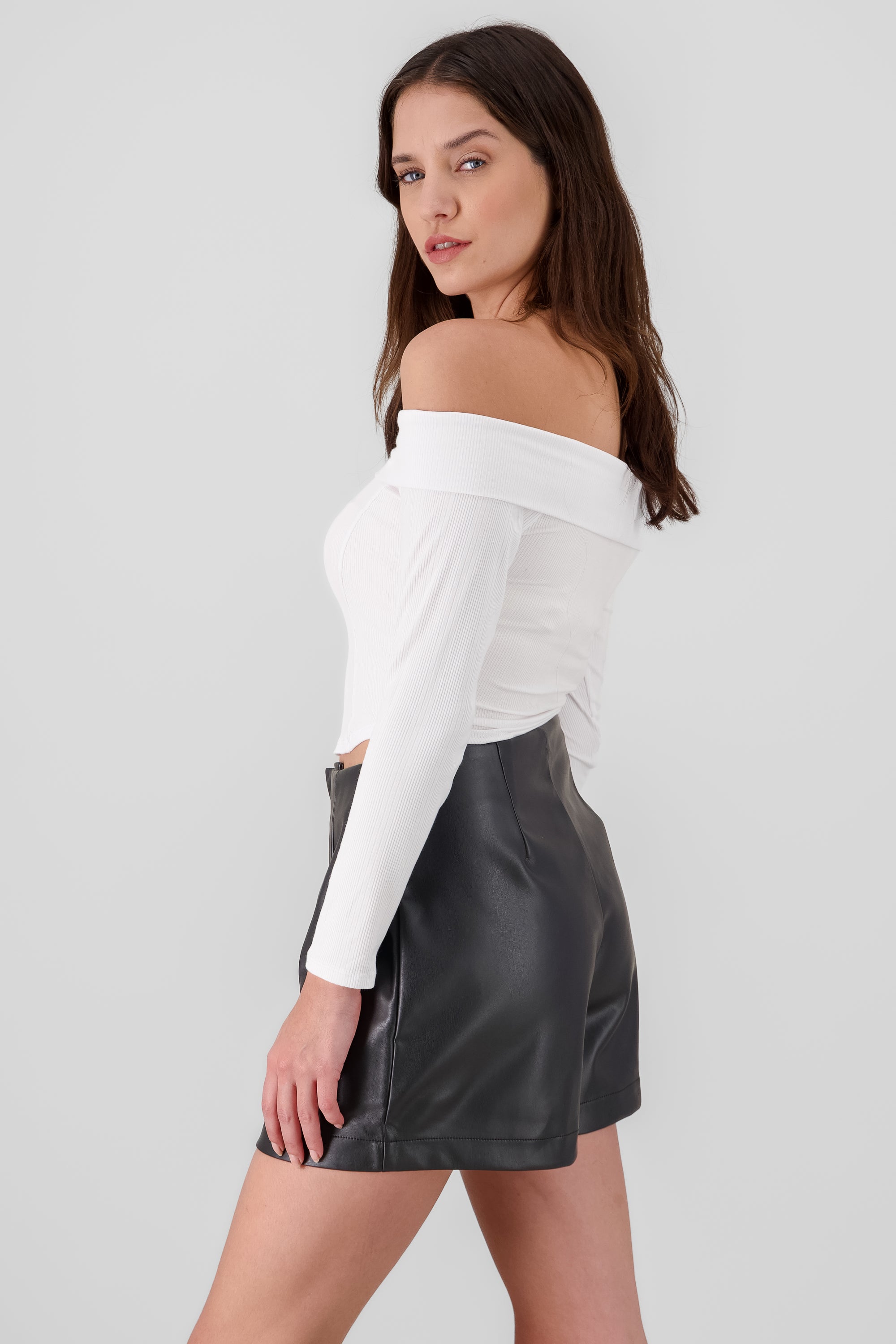 Top off shoulder rib BLANCO