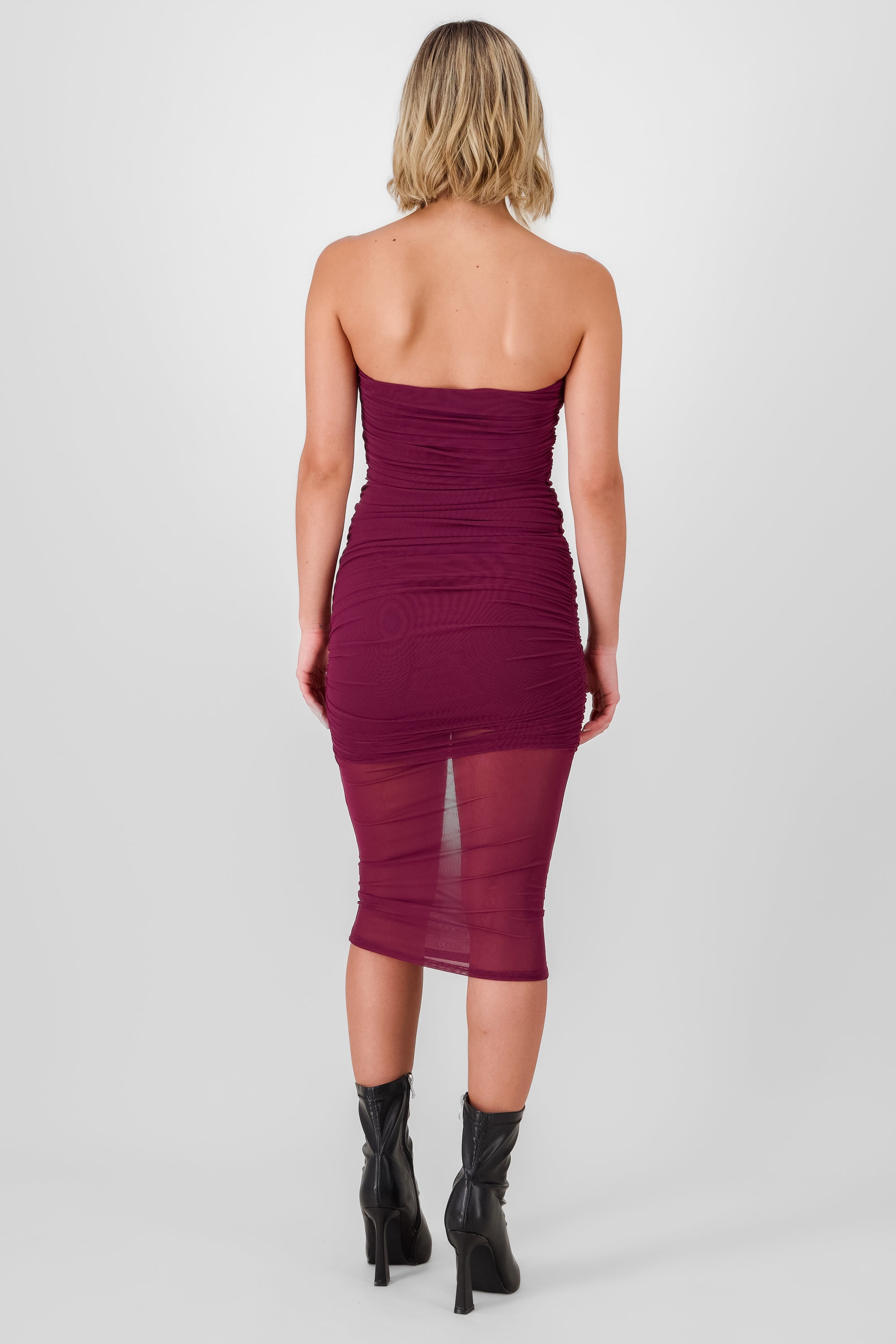 Vestido midi plisado mesh VINO