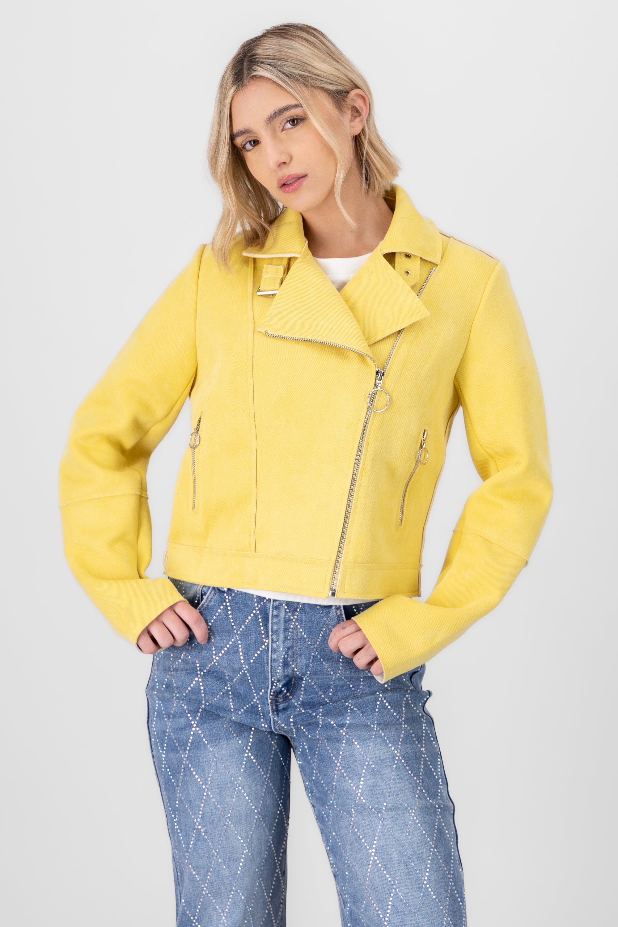 CHAMARRA BIKER SUEDE AMARILLO