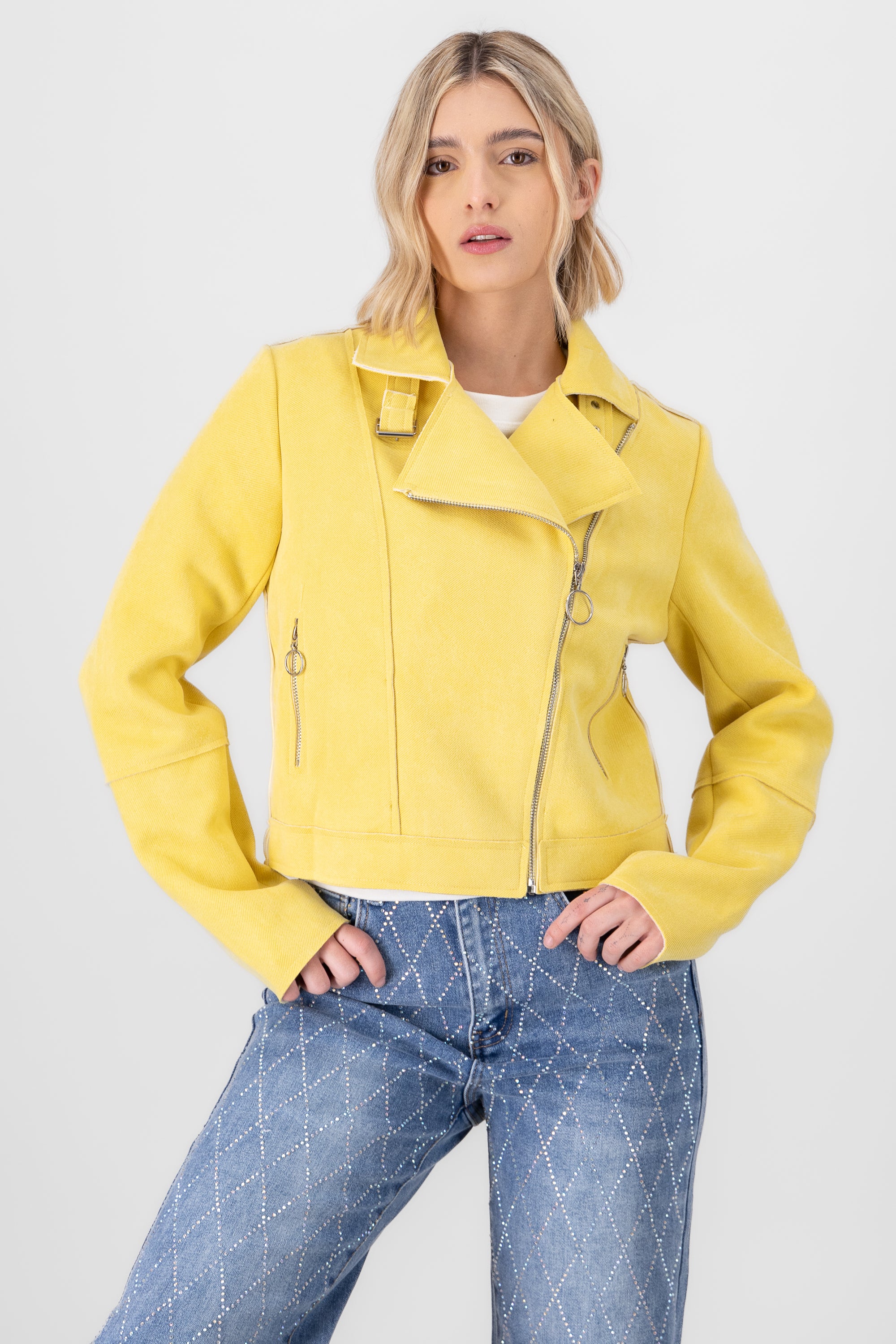 CHAMARRA BIKER SUEDE AMARILLO