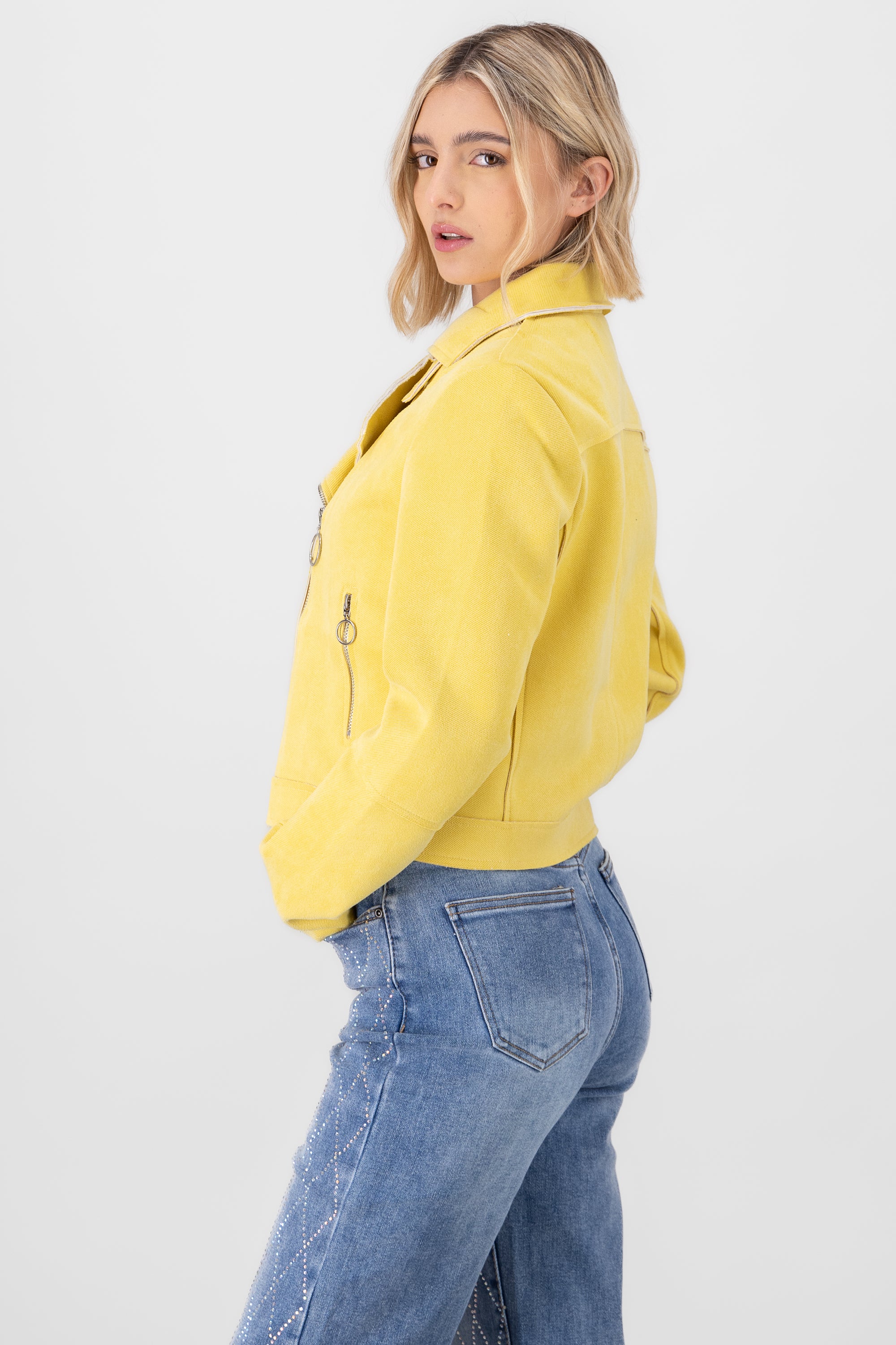 CHAMARRA BIKER SUEDE AMARILLO