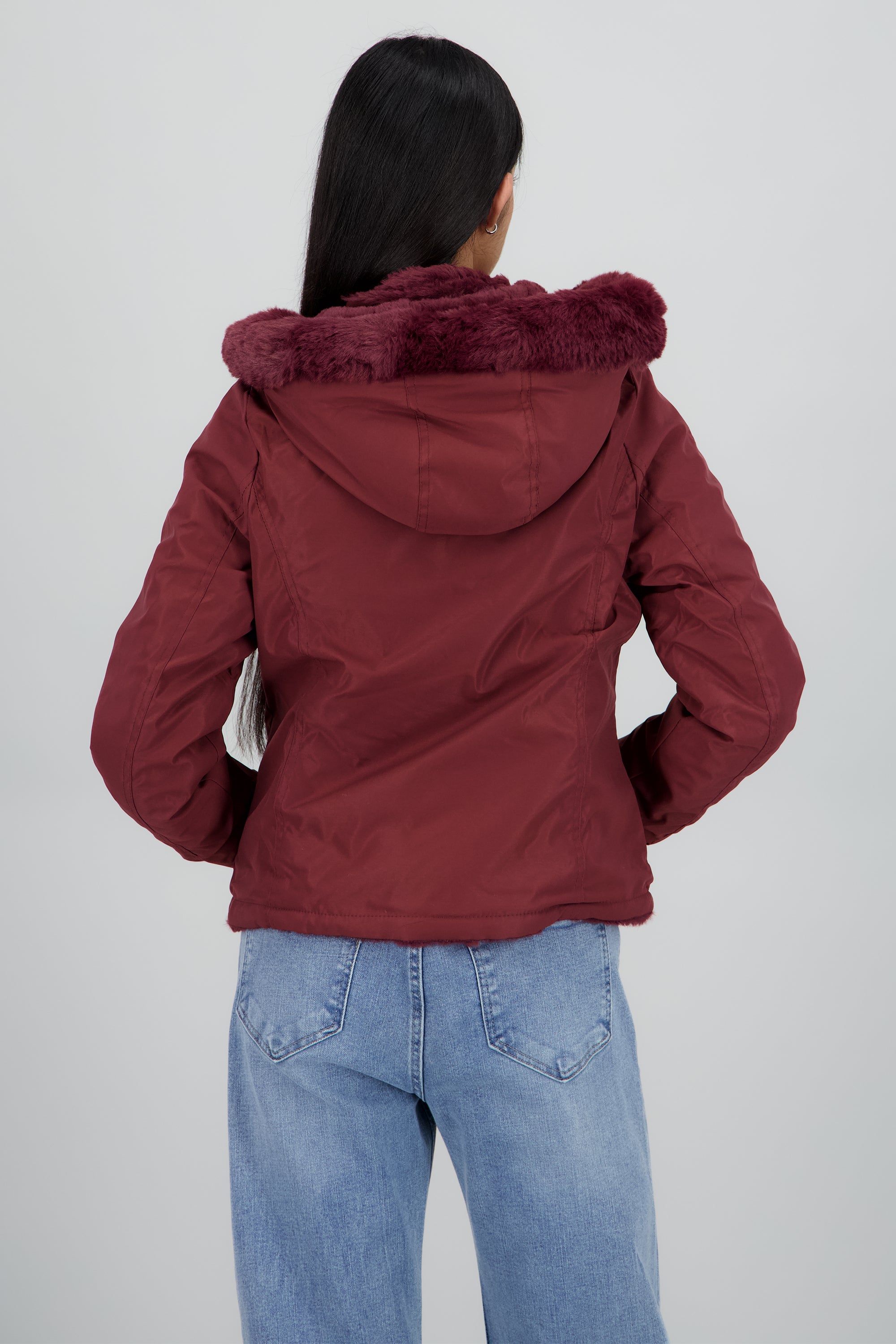 Chamarra Corta Peluche CIRUELA