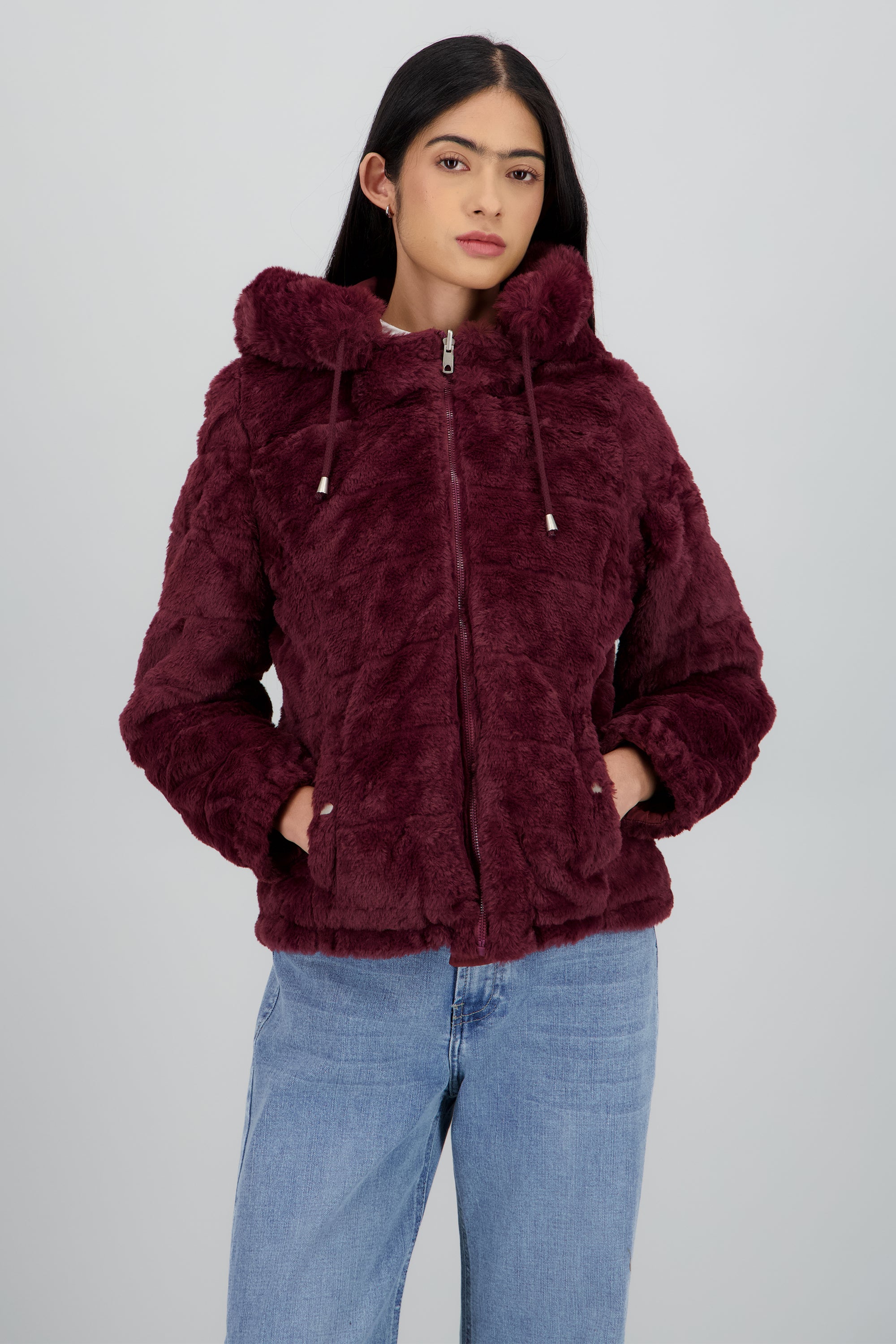 Chamarra Corta Peluche CIRUELA