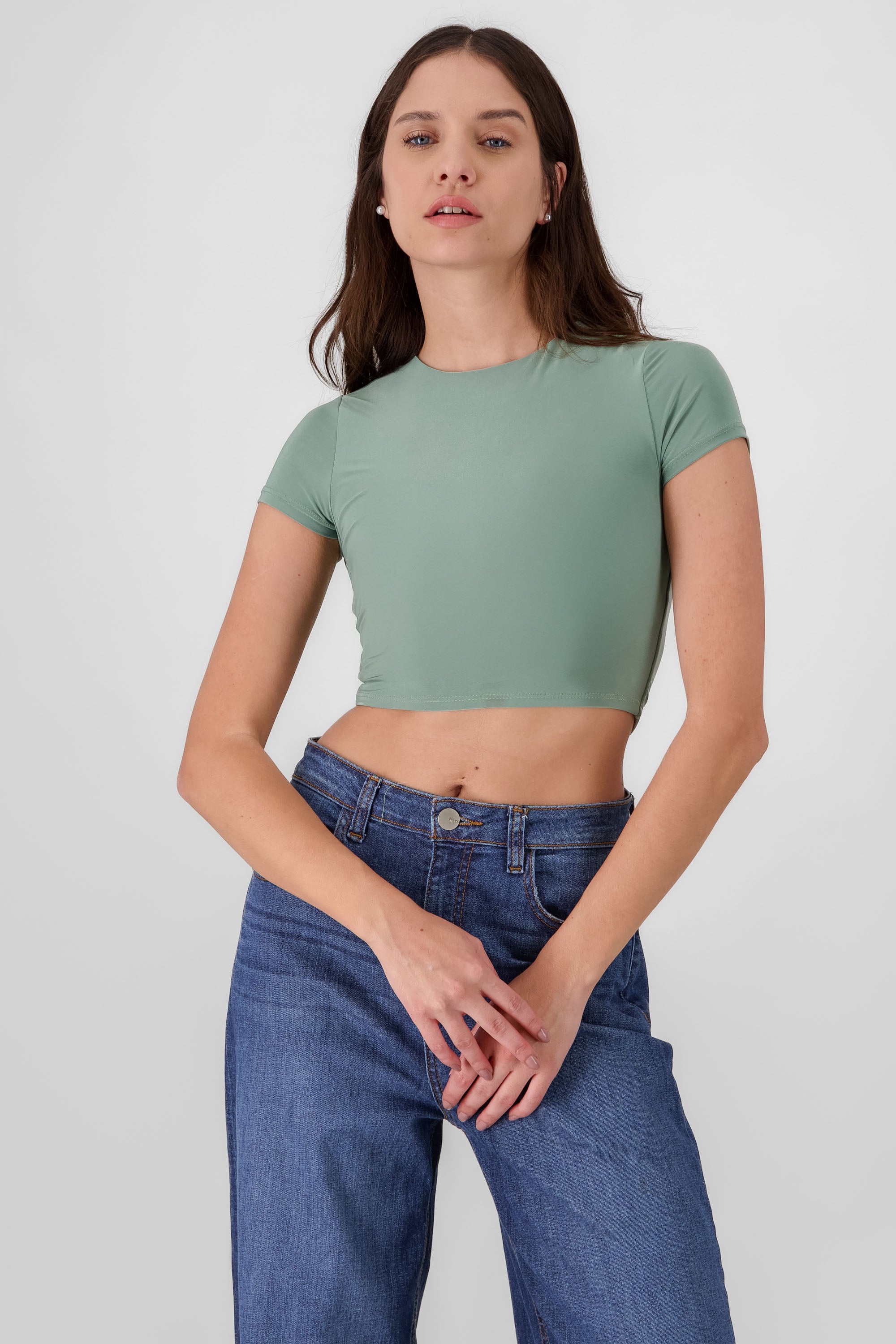 Top crop doble tela manga corta SAGE