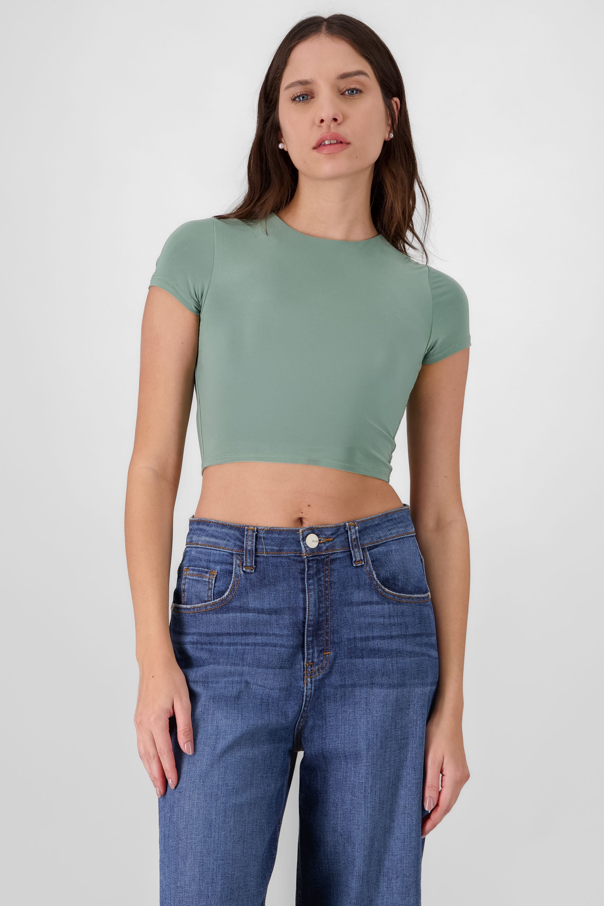 Top crop doble tela manga corta SAGE