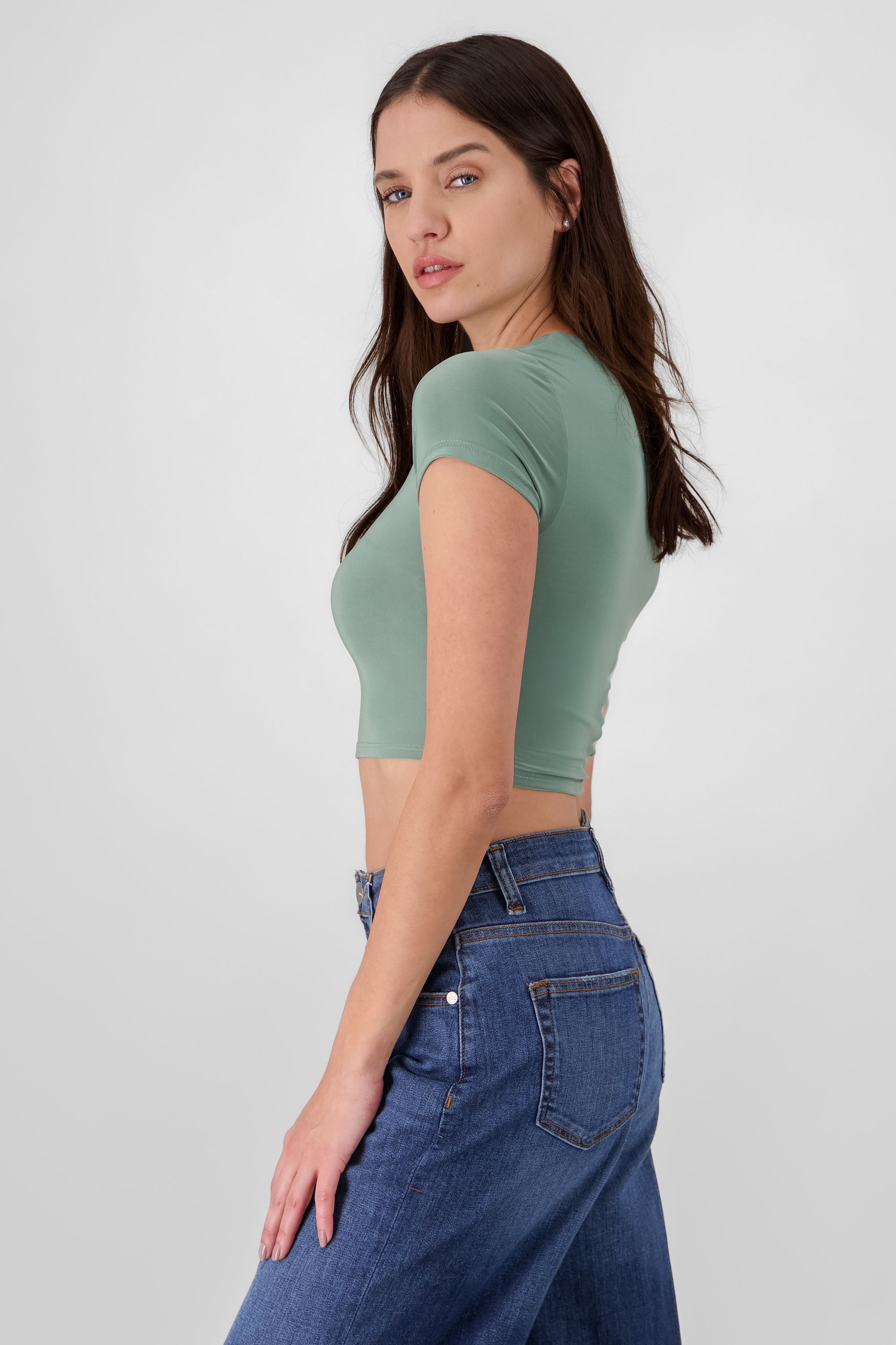 Top crop doble tela manga corta SAGE