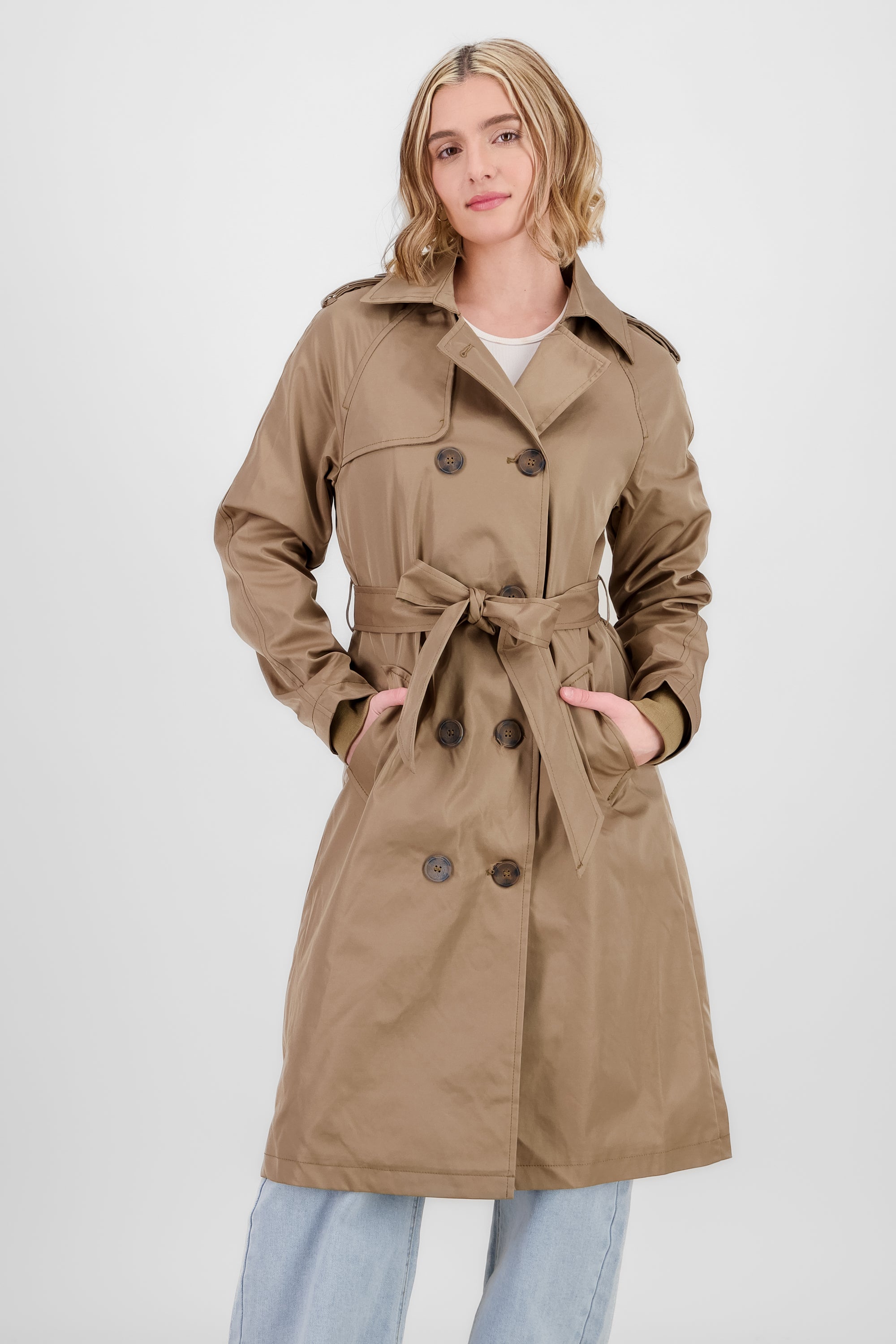 Gabardina larga detalle botones KHAKI