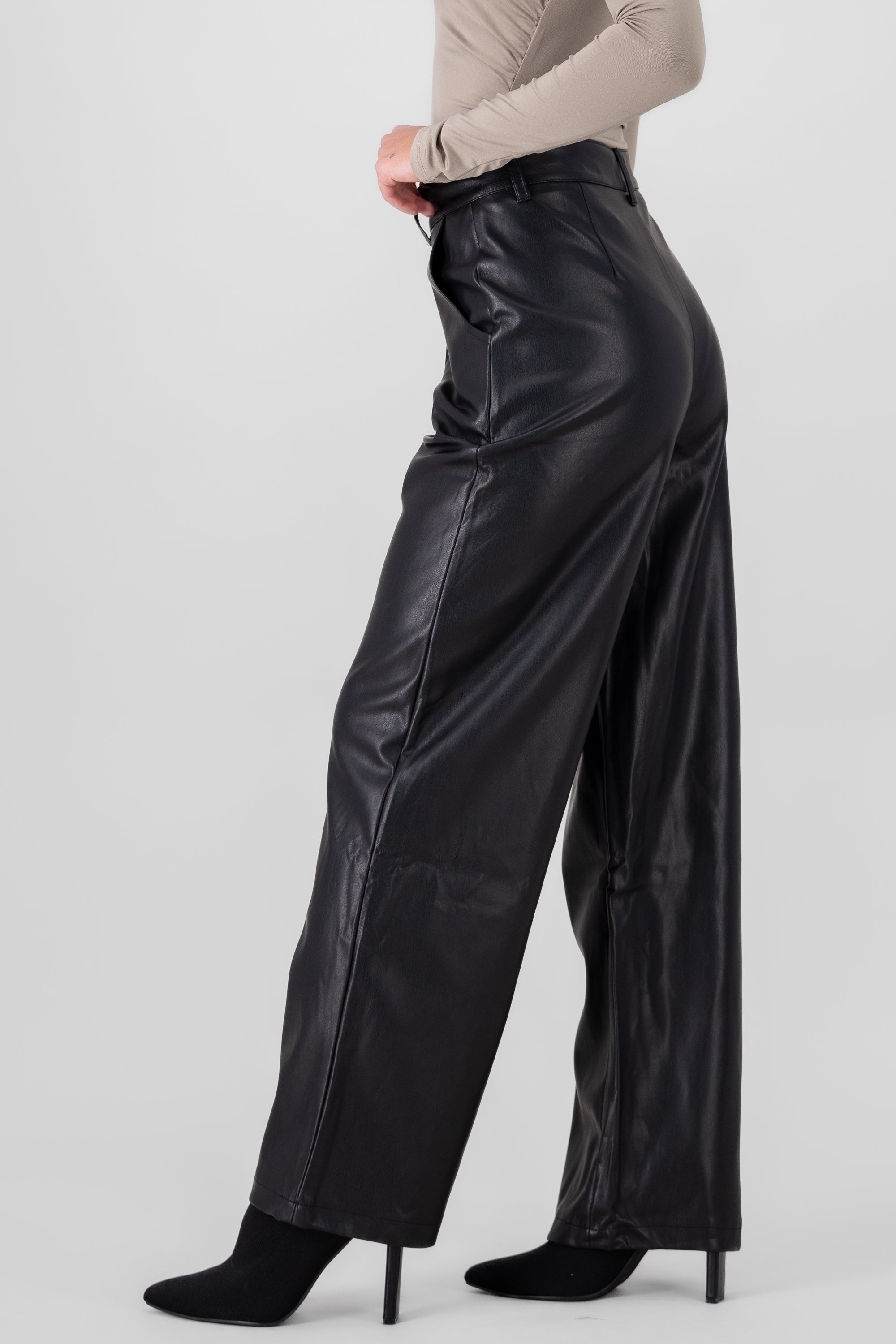 Pantalon wide leg pu NEGRO