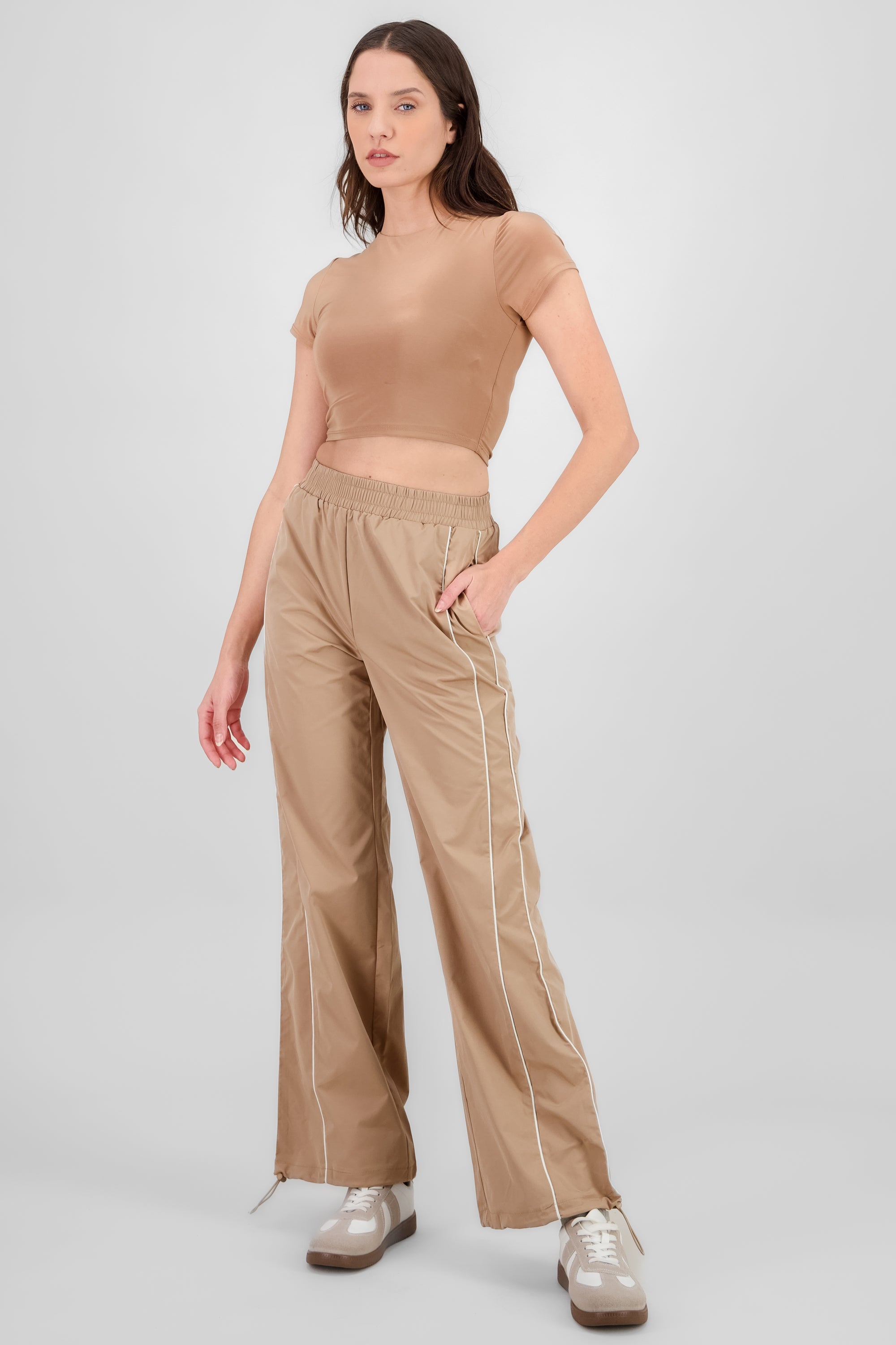 Pants liso con contraste TAUPE