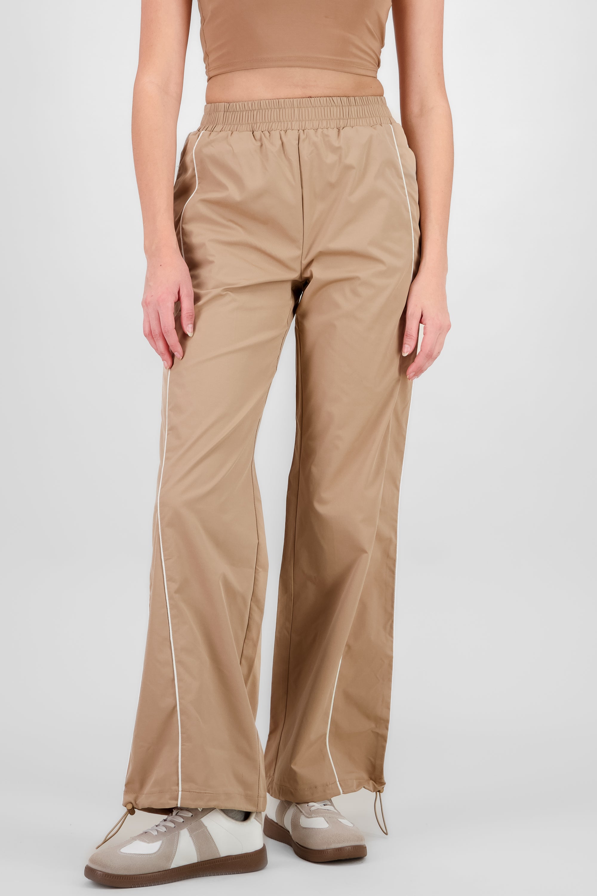 Pants liso con contraste TAUPE