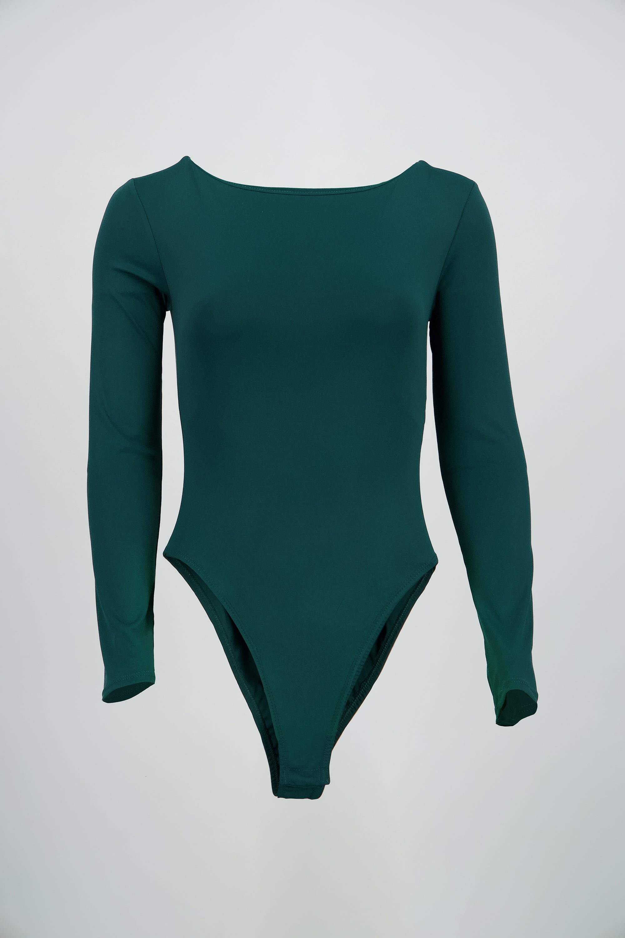 Body manga larga doble tela cuello barco VERDE BOTELLA