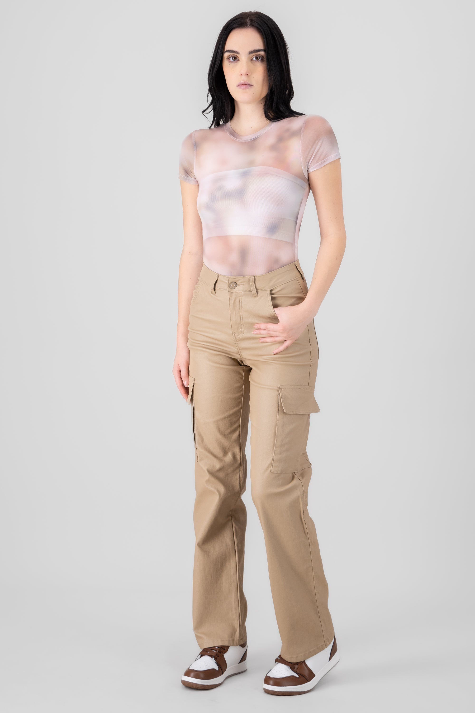 Pantalon cargo pu BEIGE