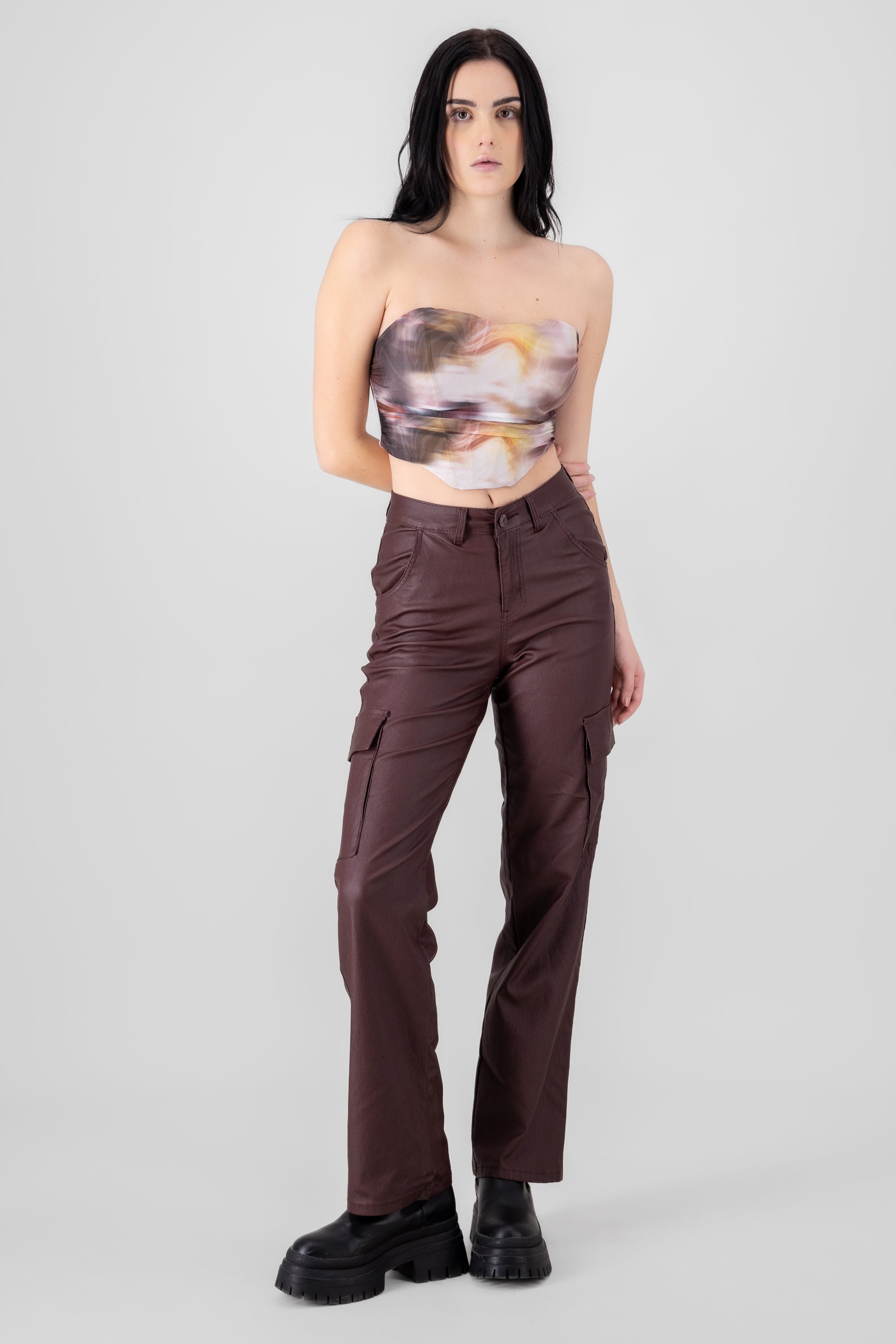 Pantalon cargo pu CAFE