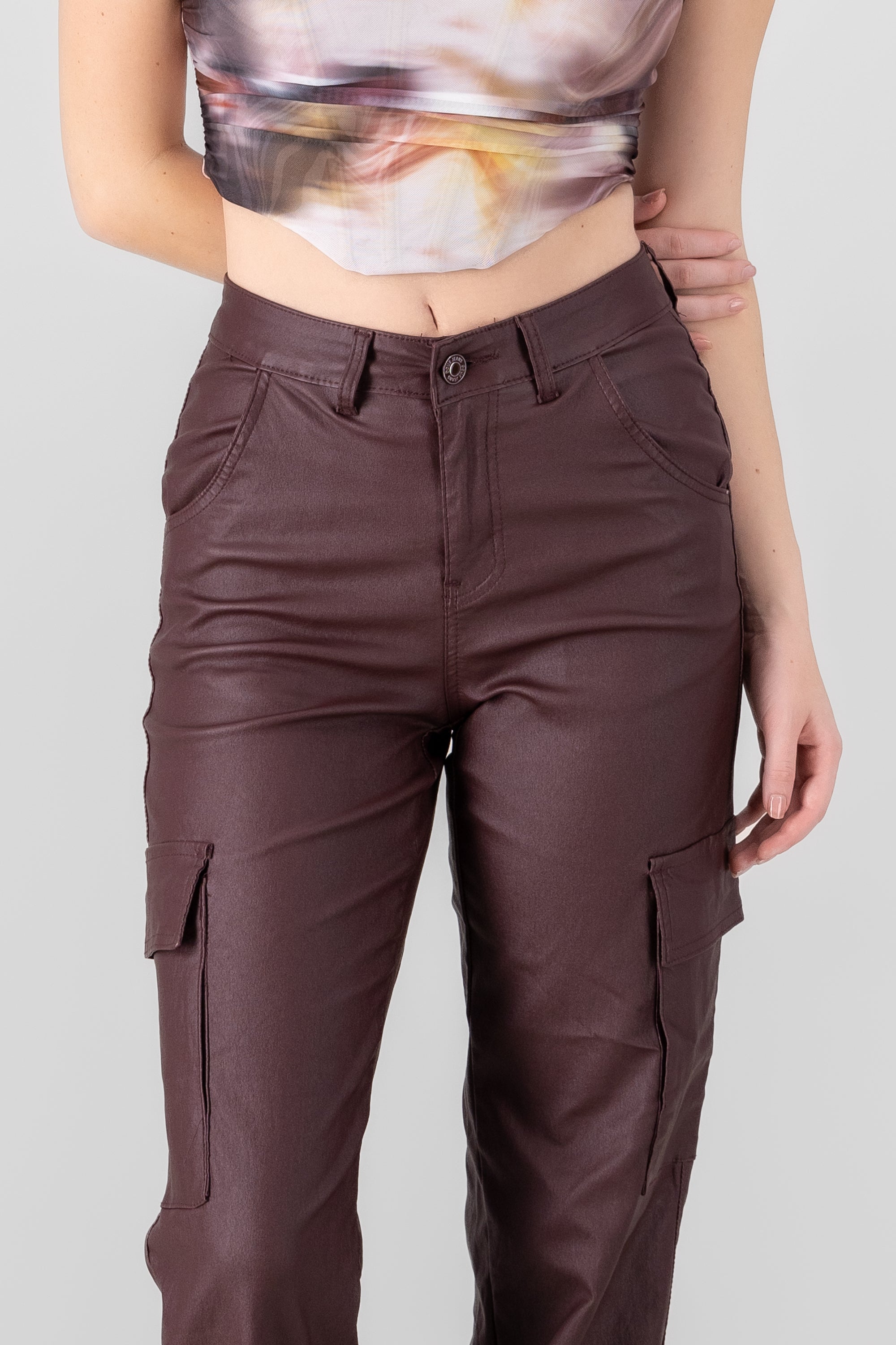 Pantalon cargo pu CAFE