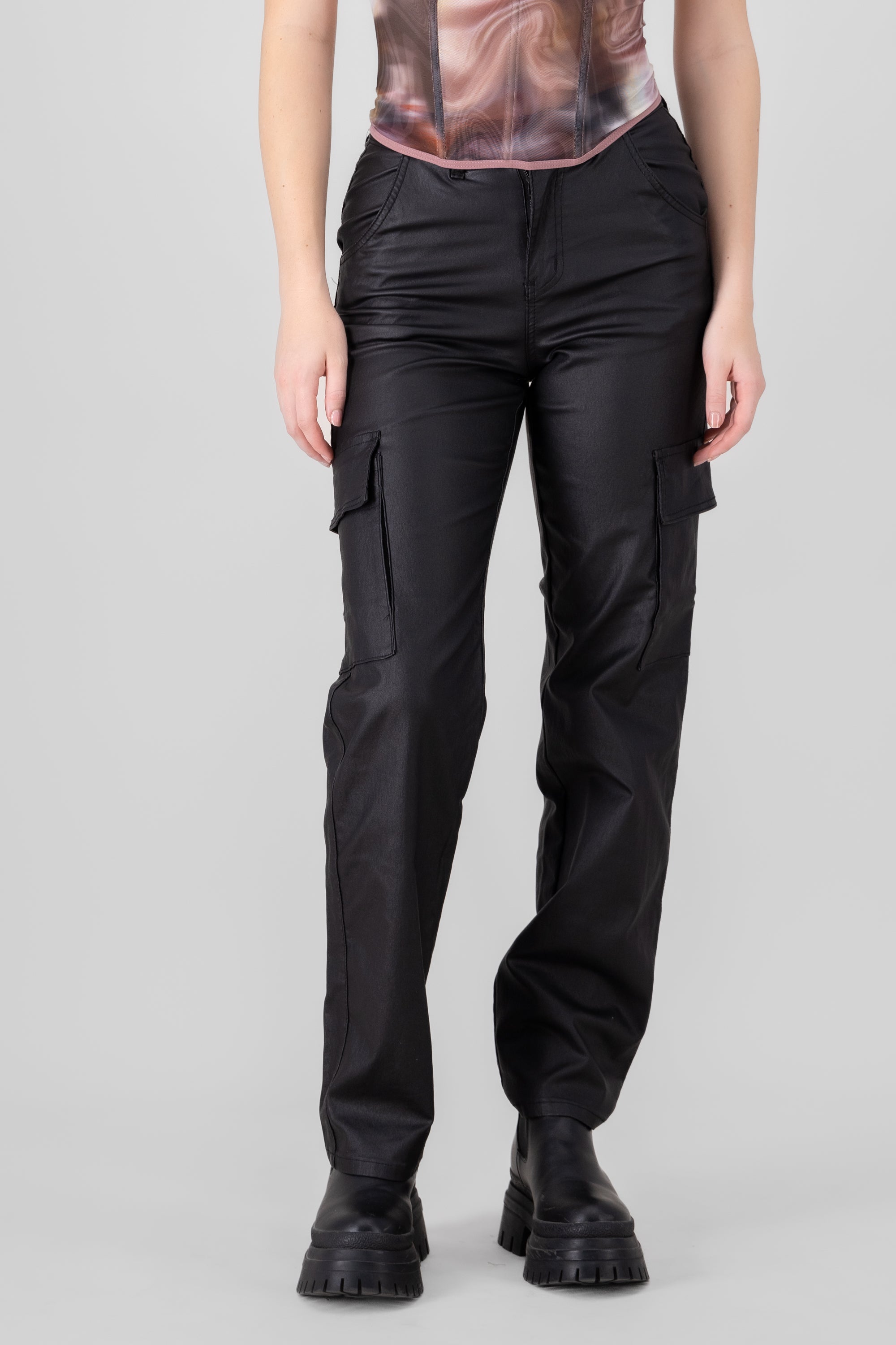 Pantalon cargo pu NEGRO