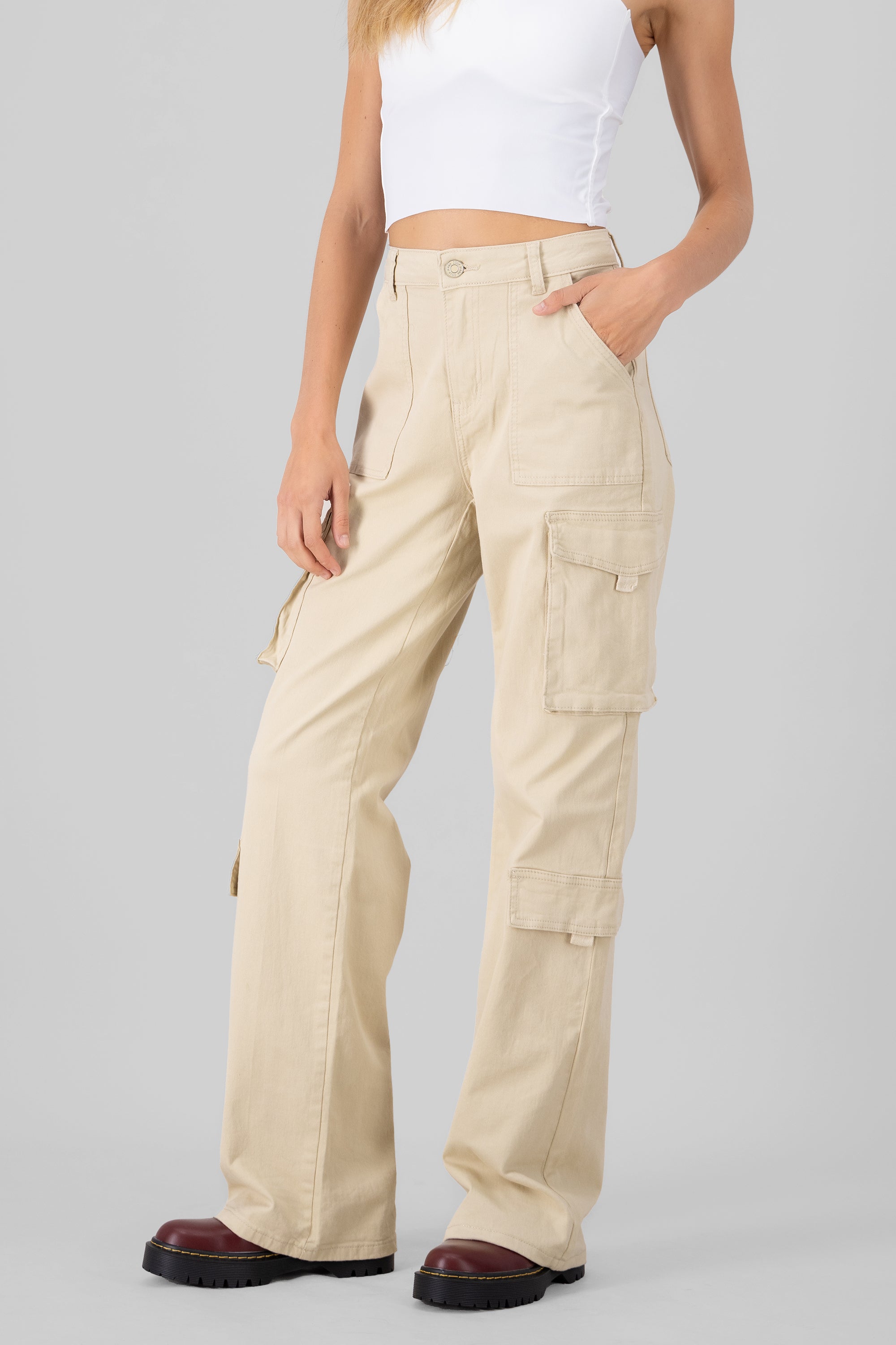 Pantalon recto cargo BEIGE