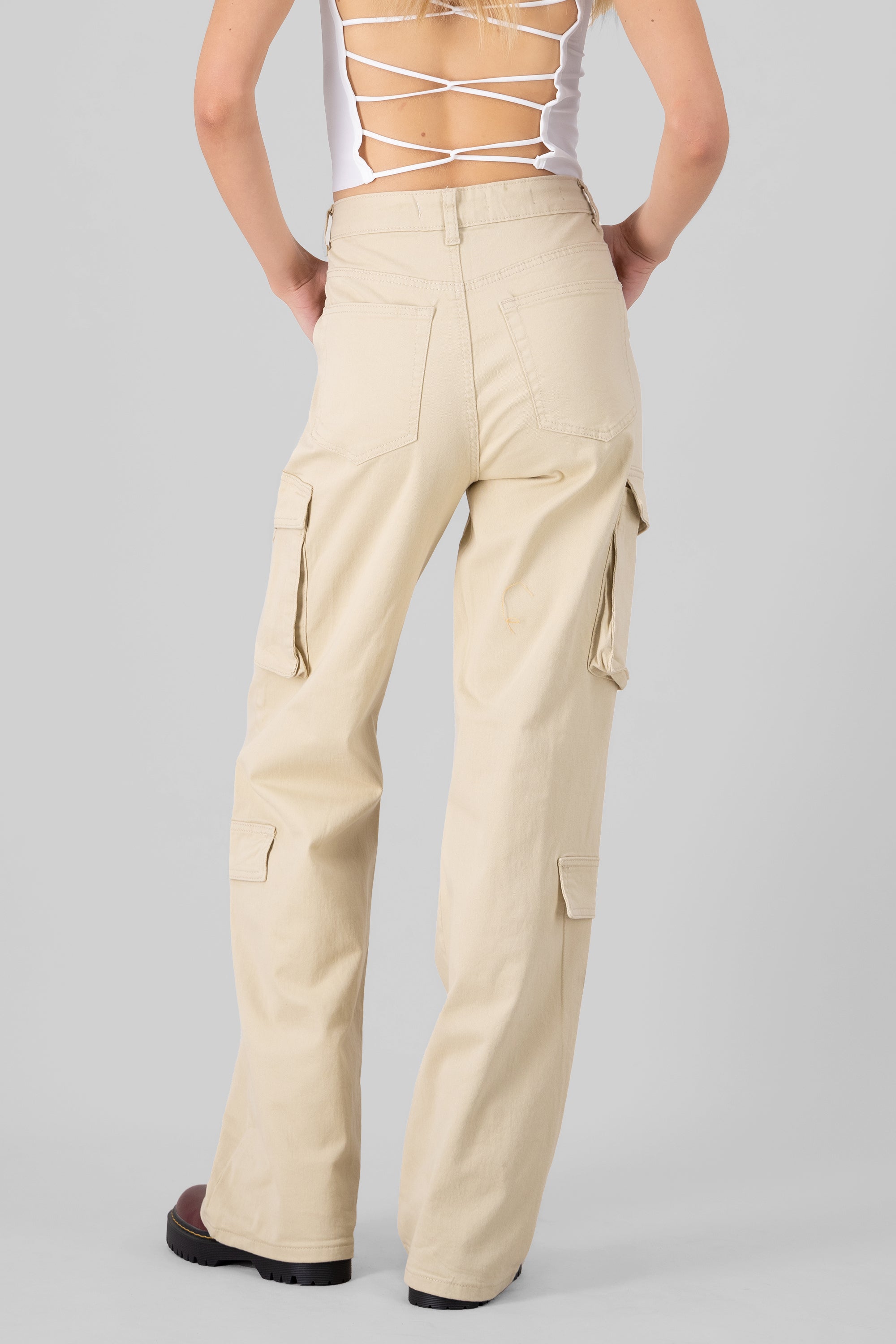 Pantalon recto cargo BEIGE