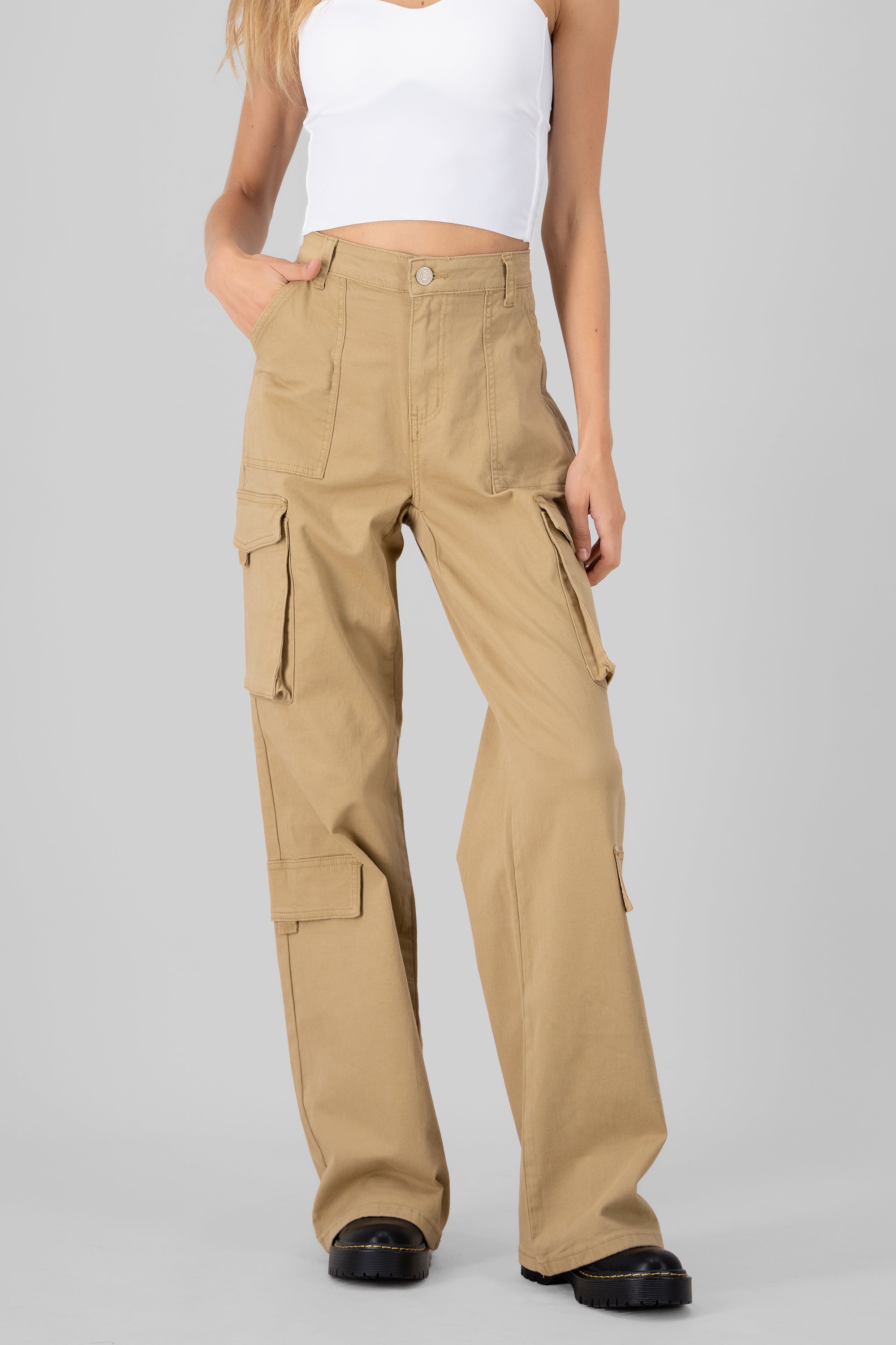 Pantalon recto cargo KHAKI