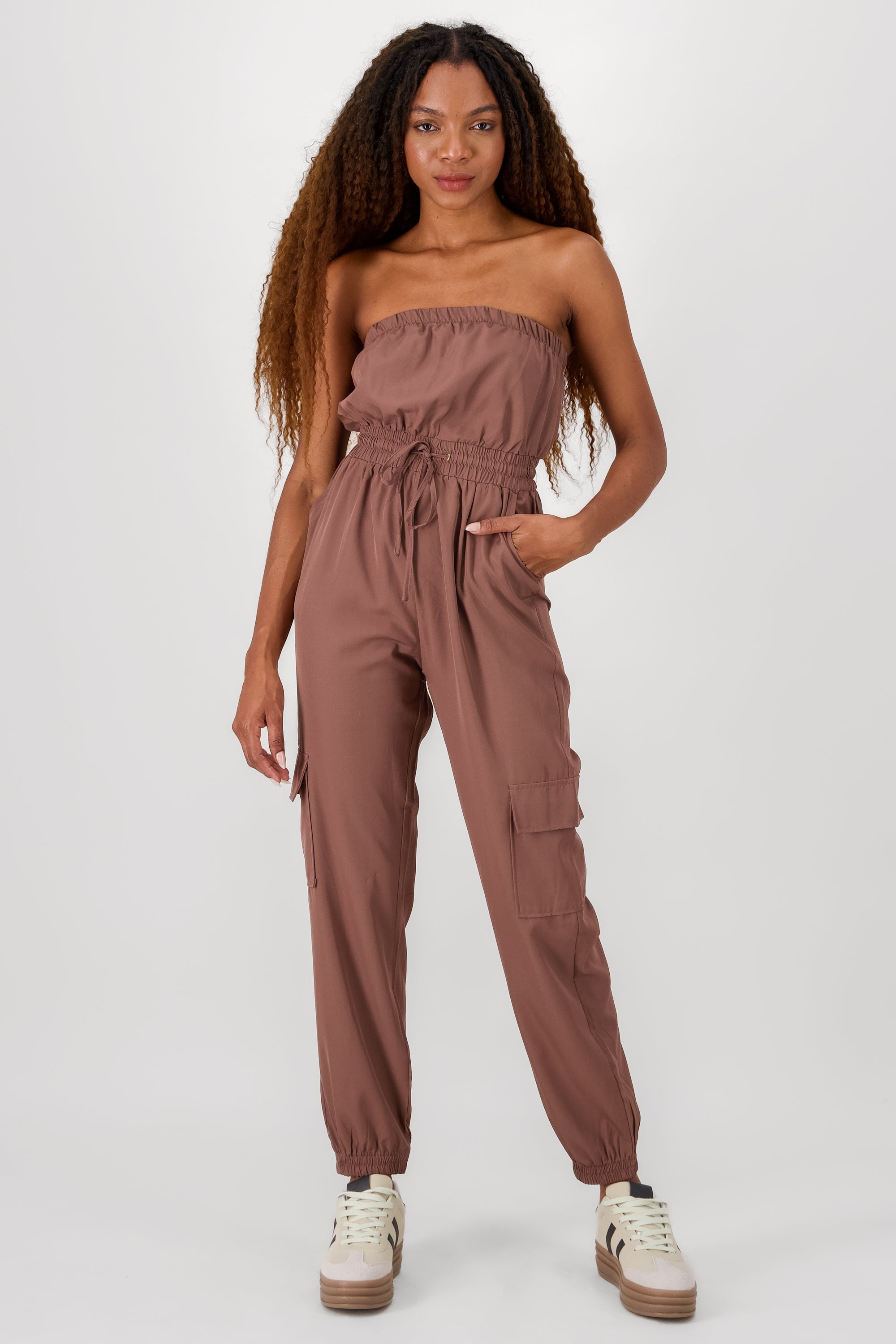 Jumpsuit strapless jogger CAFE