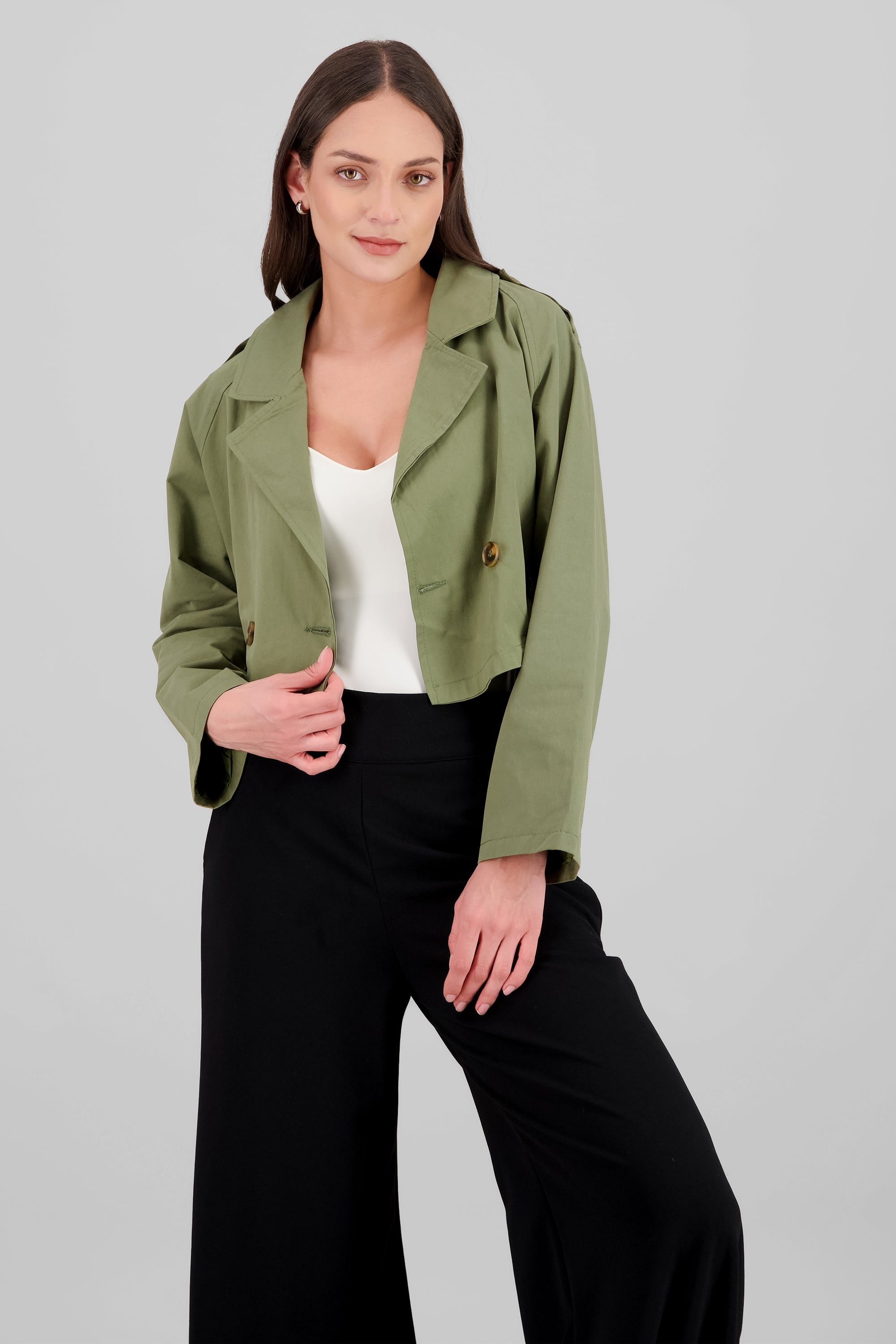 Gabardina crop lisa SAGE