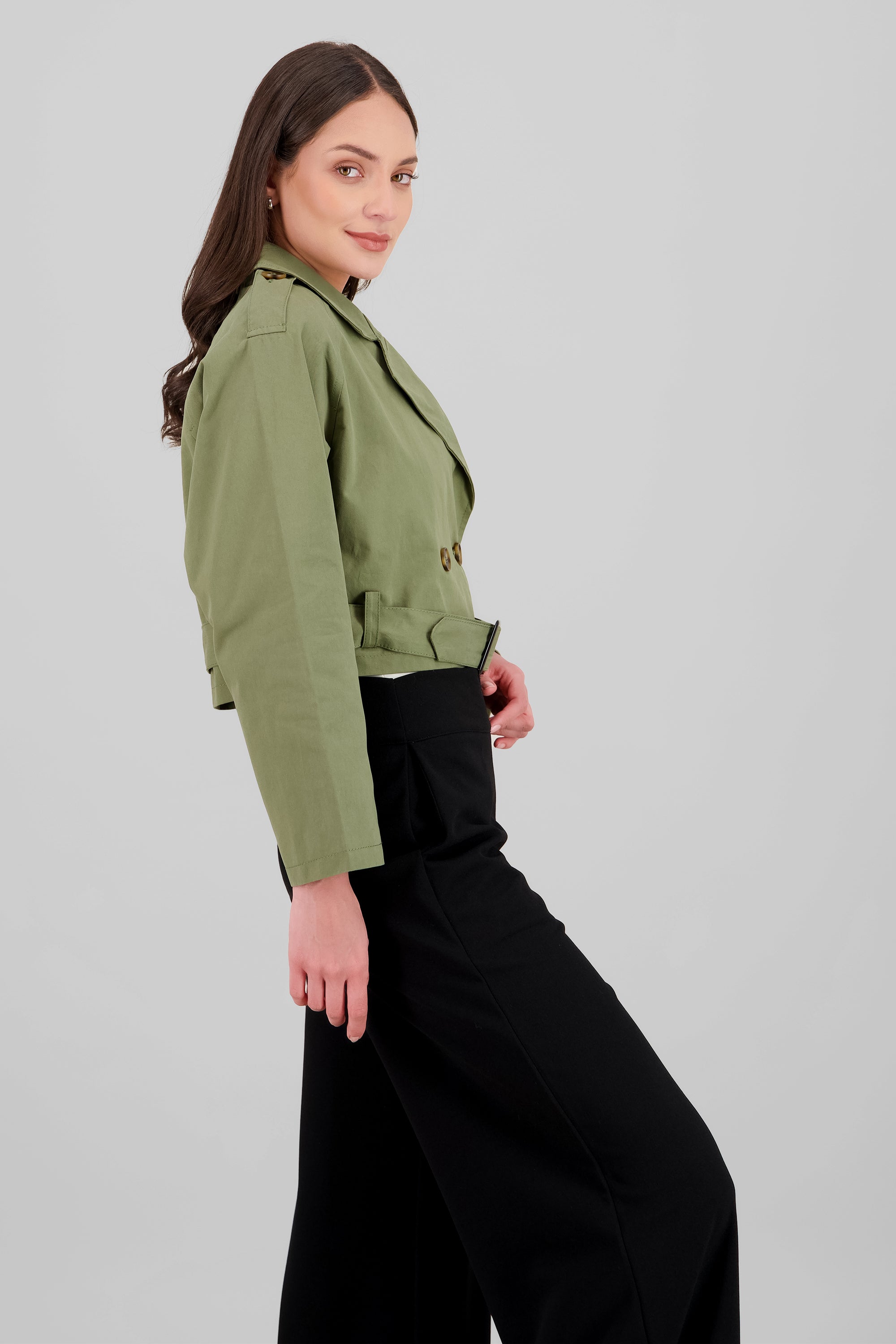 Gabardina crop lisa SAGE