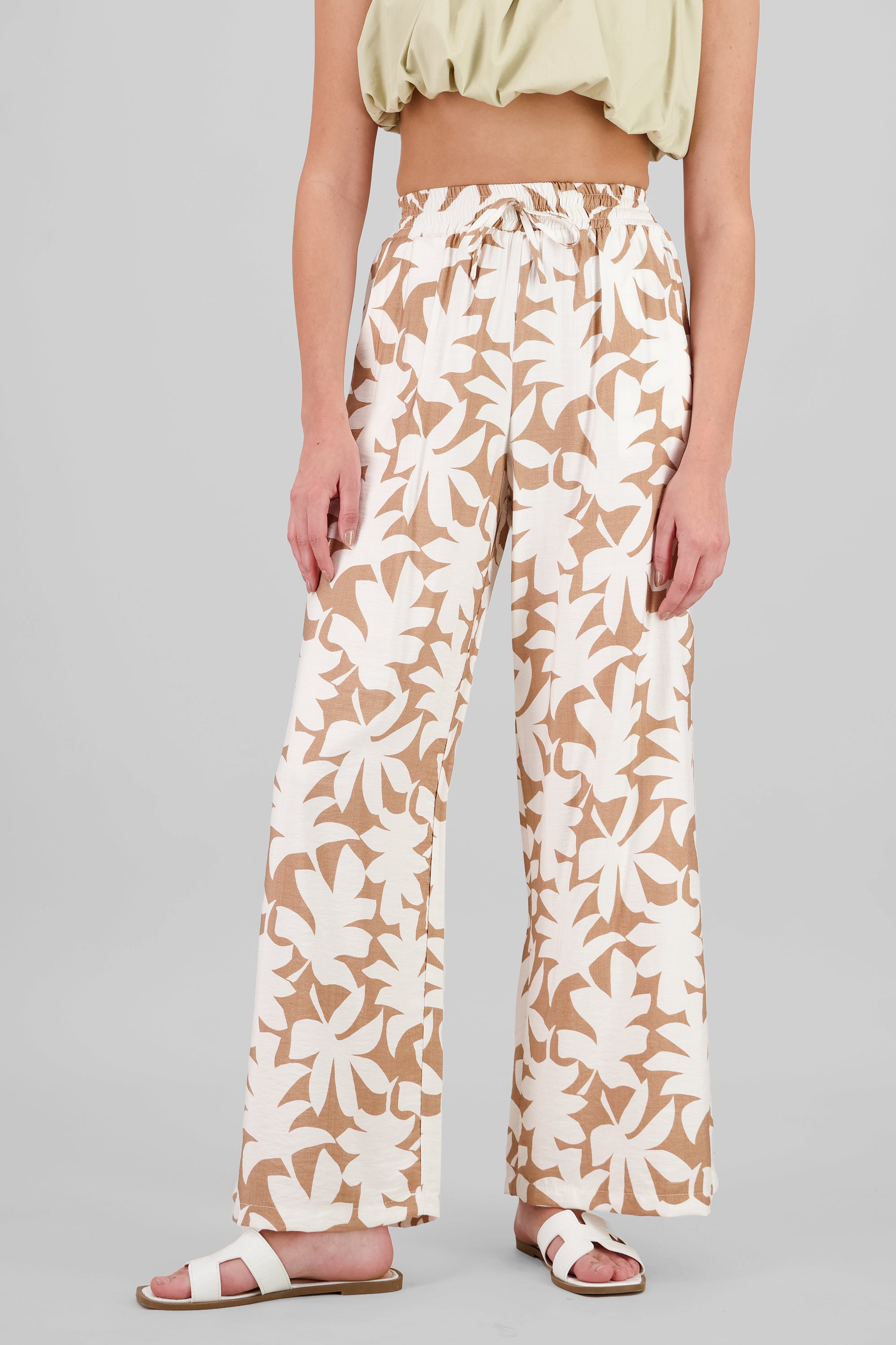 Pantalon amplio estampado tropical KHAKI COMBO