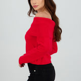 Sueter off shoulder tejido liso
