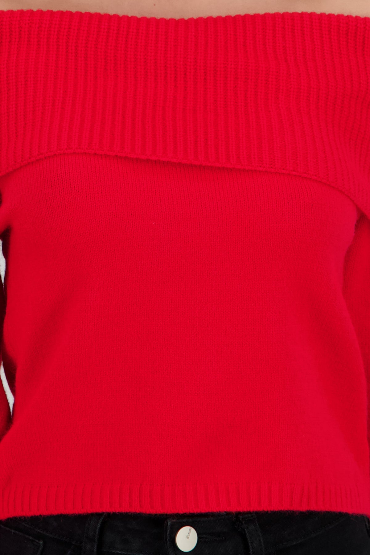 Sueter off shoulder tejido liso