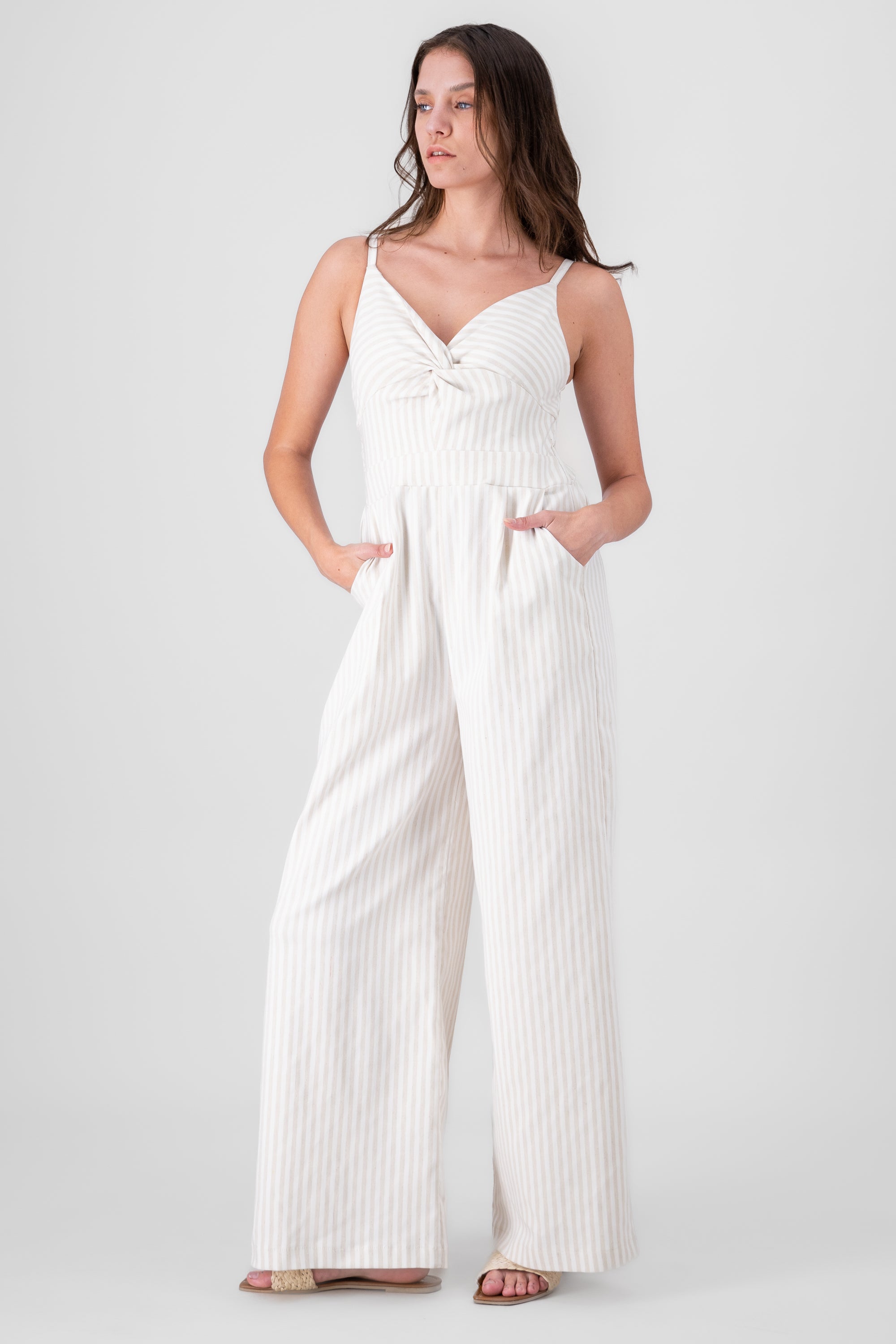 Jumpsuit tirantes rayas HUESO COMBO