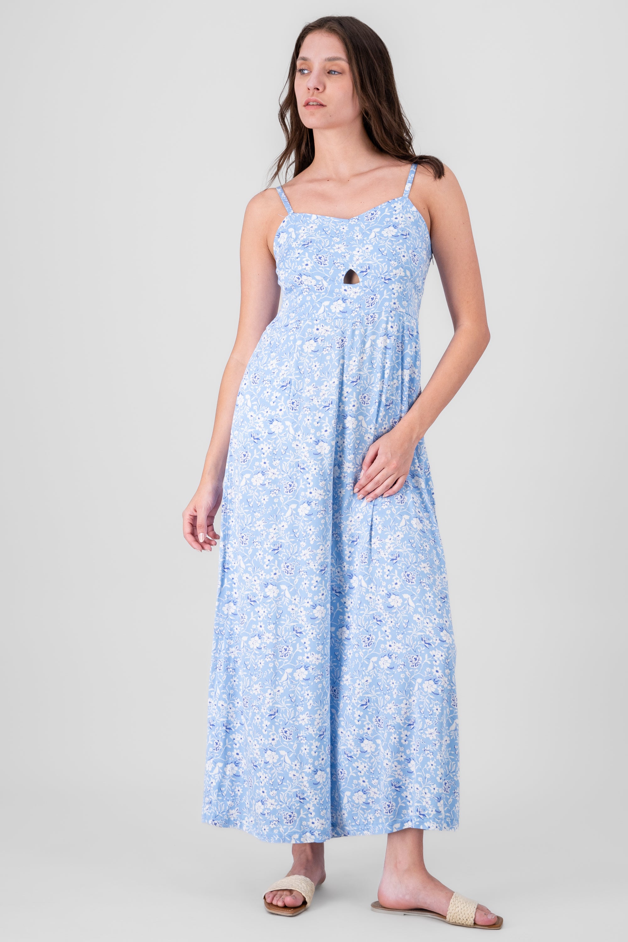 Jumpsuit tirantes estampado flores AZUL COMBO