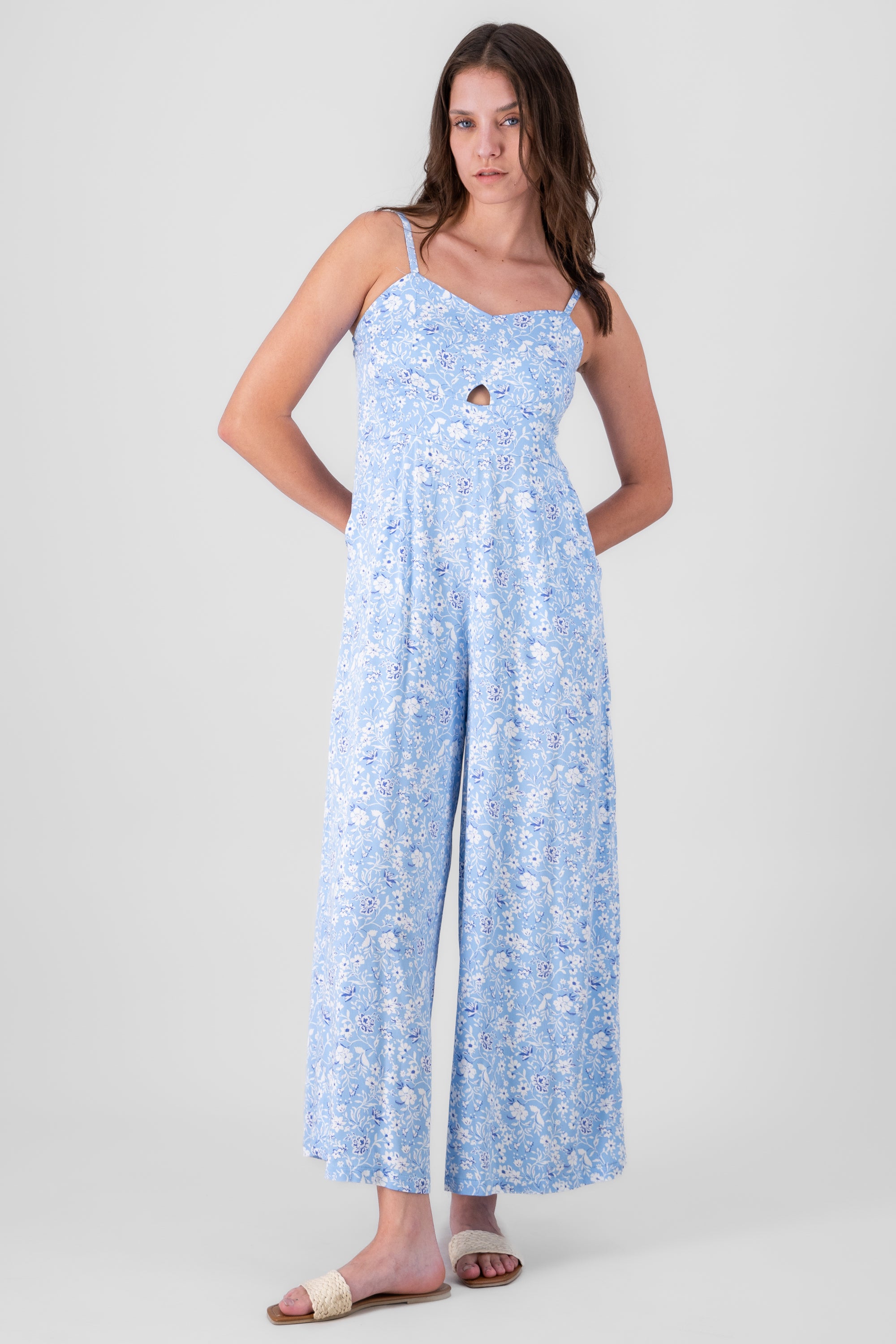 Jumpsuit tirantes estampado flores AZUL COMBO