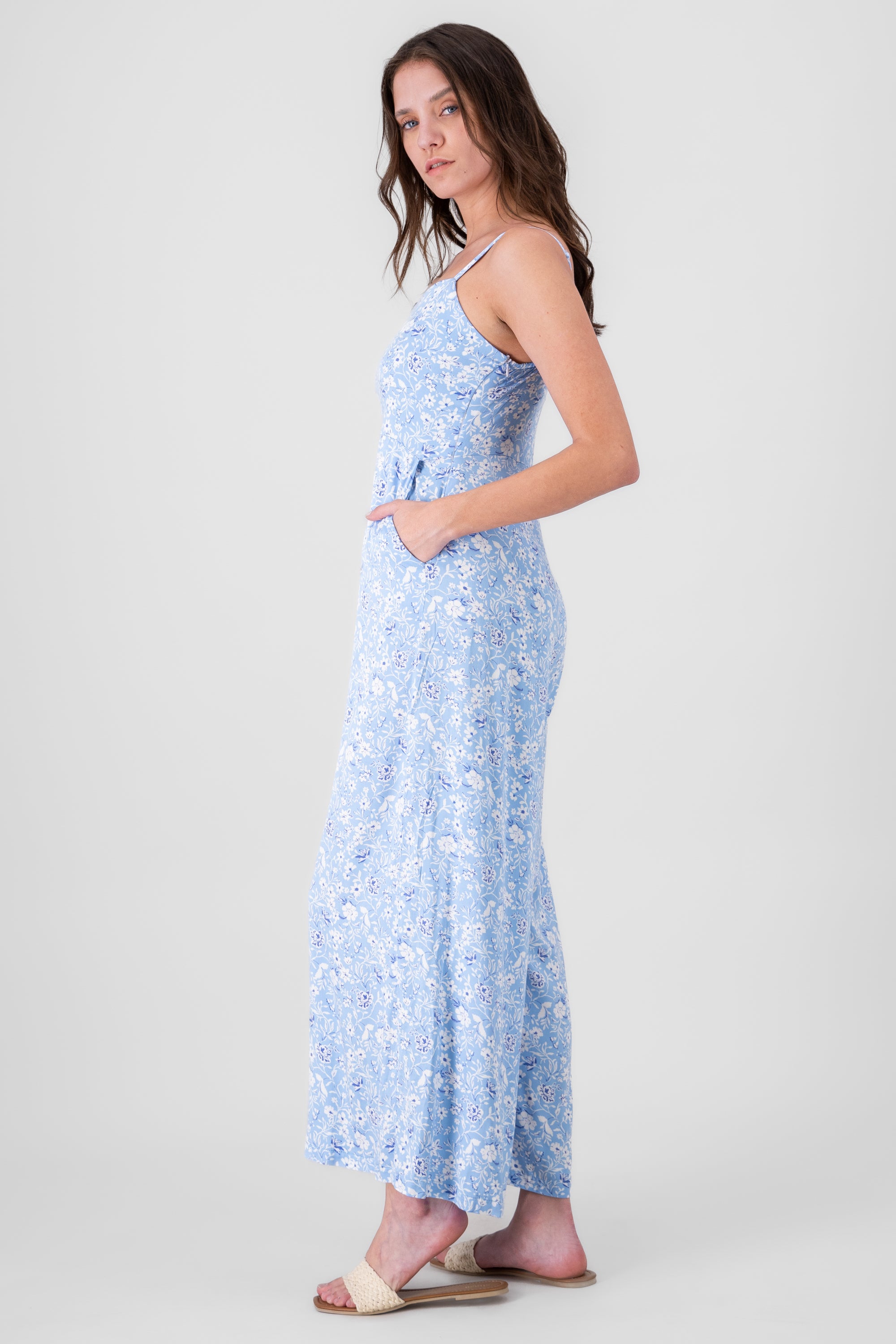 Jumpsuit tirantes estampado flores AZUL COMBO