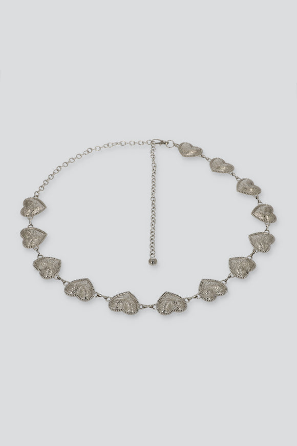 Cinturón cadena corazones boho