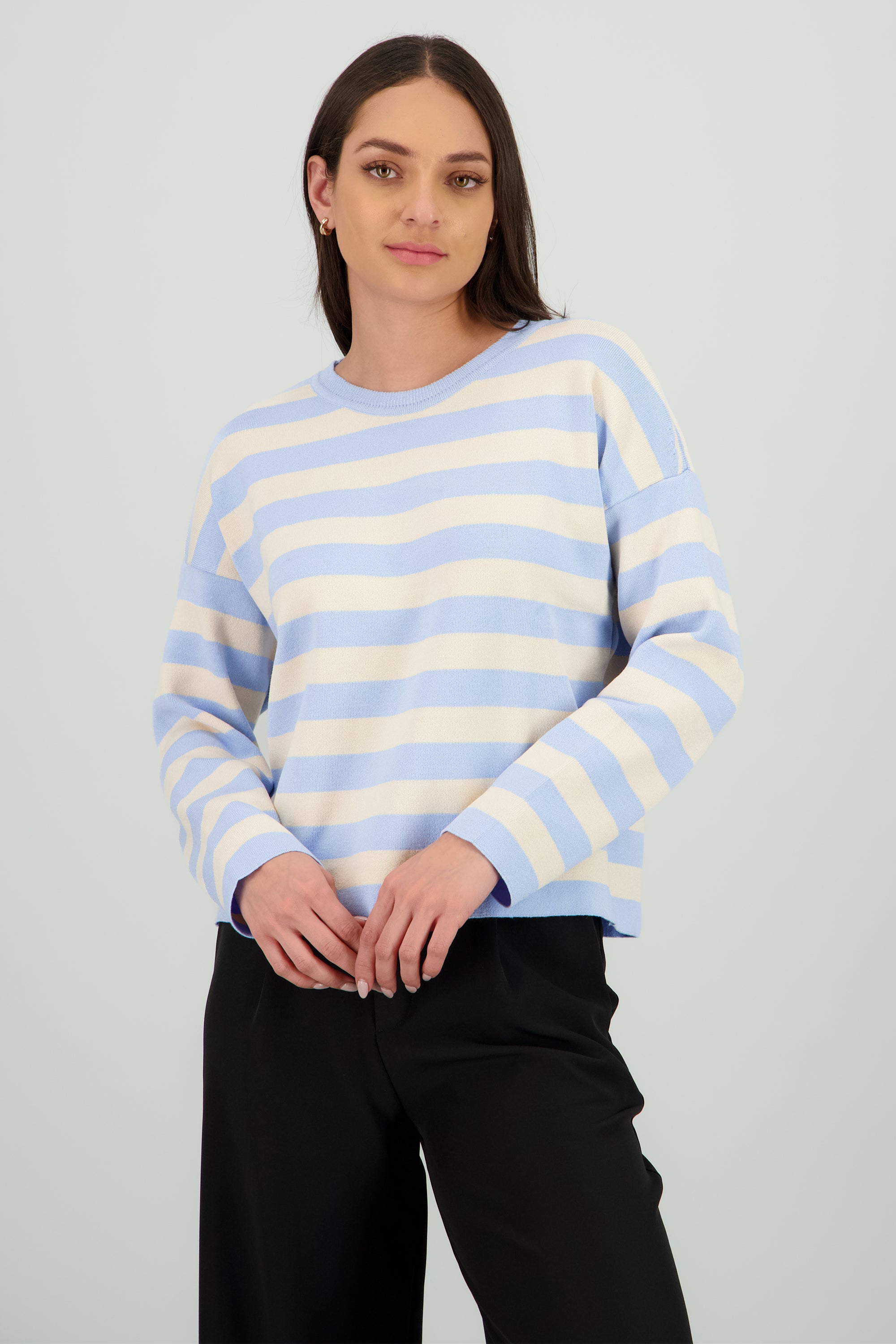 Sueter rayas tacto suave AZUL CIELO