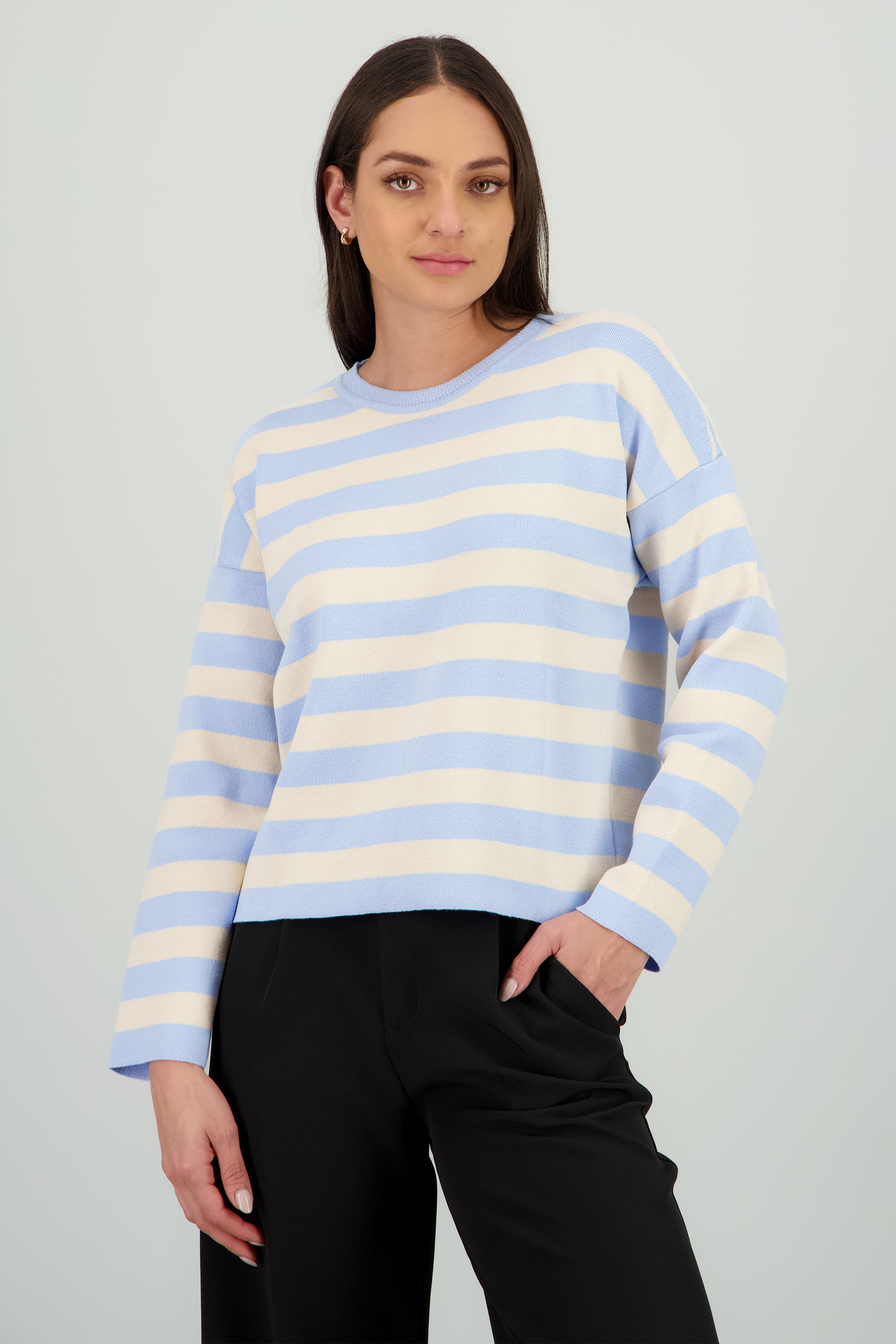 Sueter rayas tacto suave AZUL CIELO