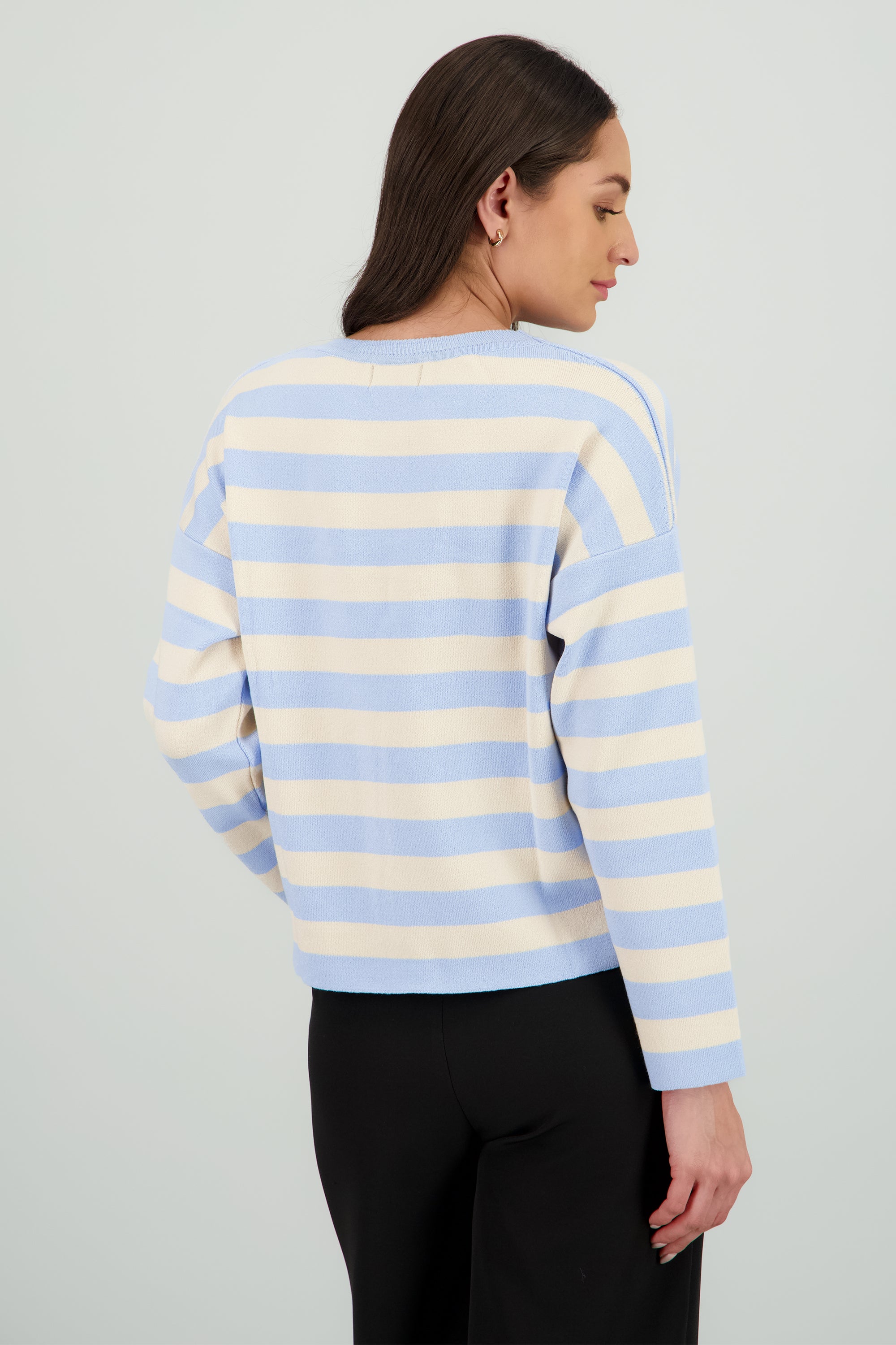 Sueter rayas tacto suave AZUL CIELO