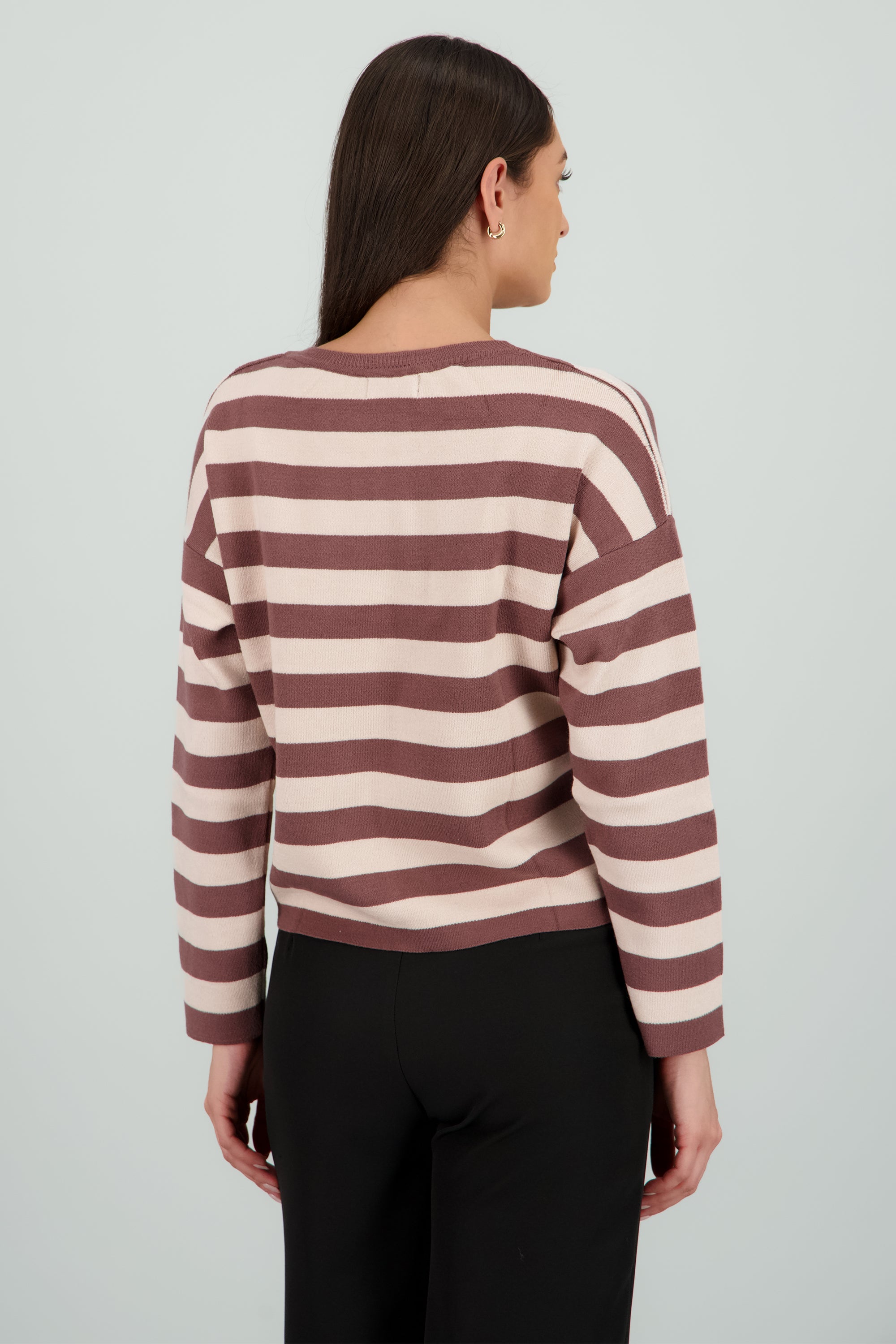 Sueter rayas tacto suave CHOCOLATE