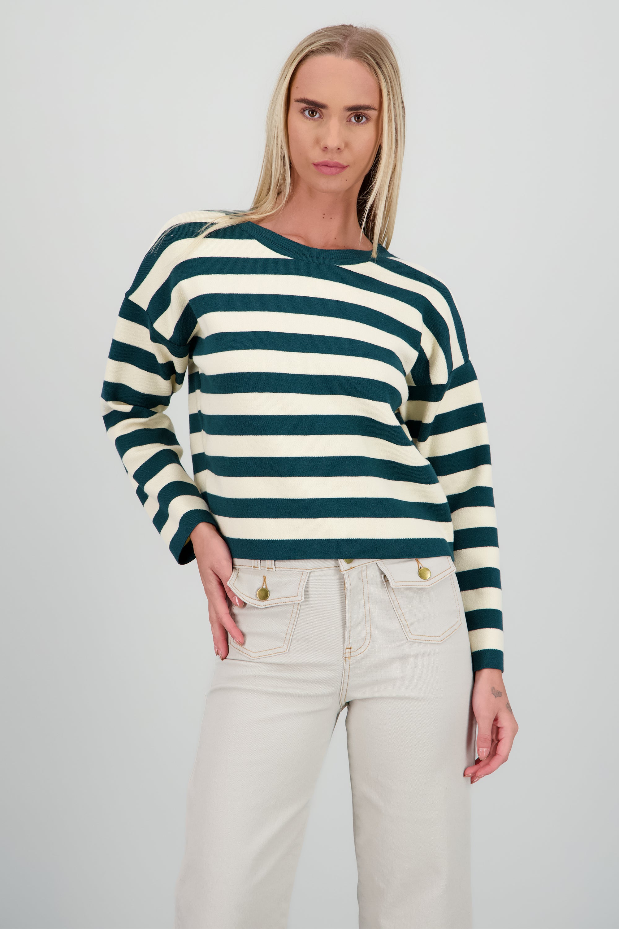 Sueter rayas tacto suave VERDE CAZADOR