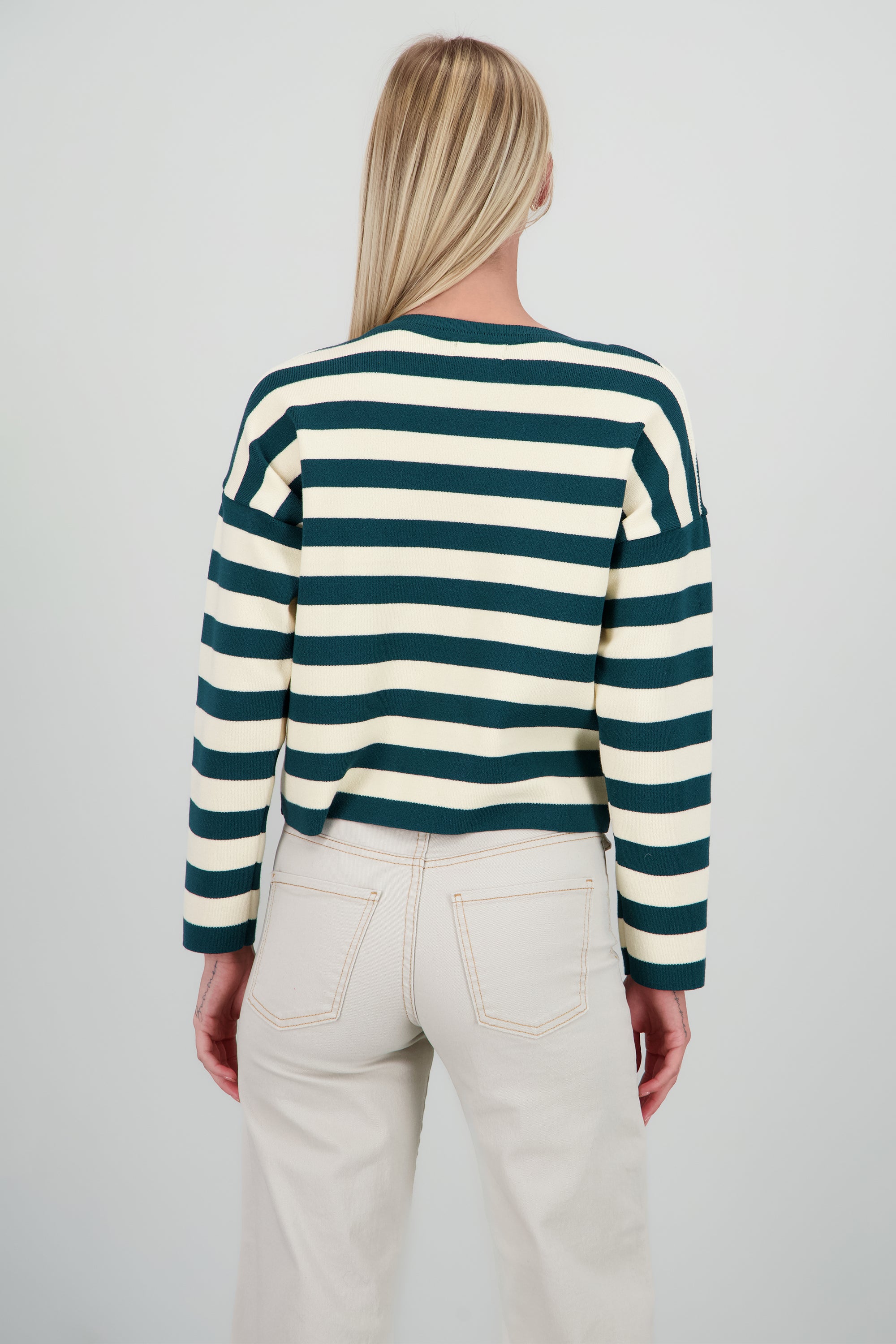 Sueter rayas tacto suave VERDE CAZADOR