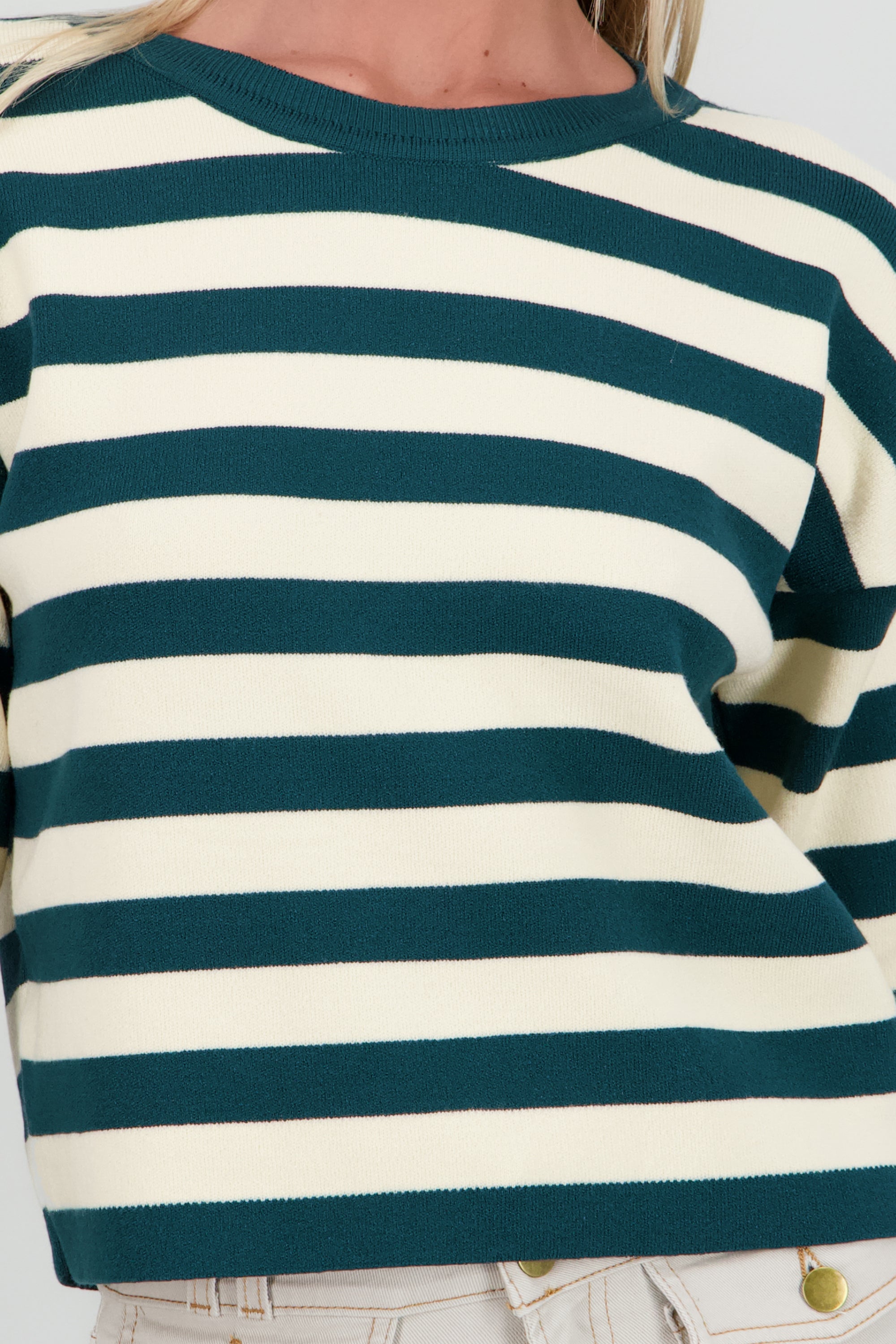 Sueter rayas tacto suave VERDE CAZADOR