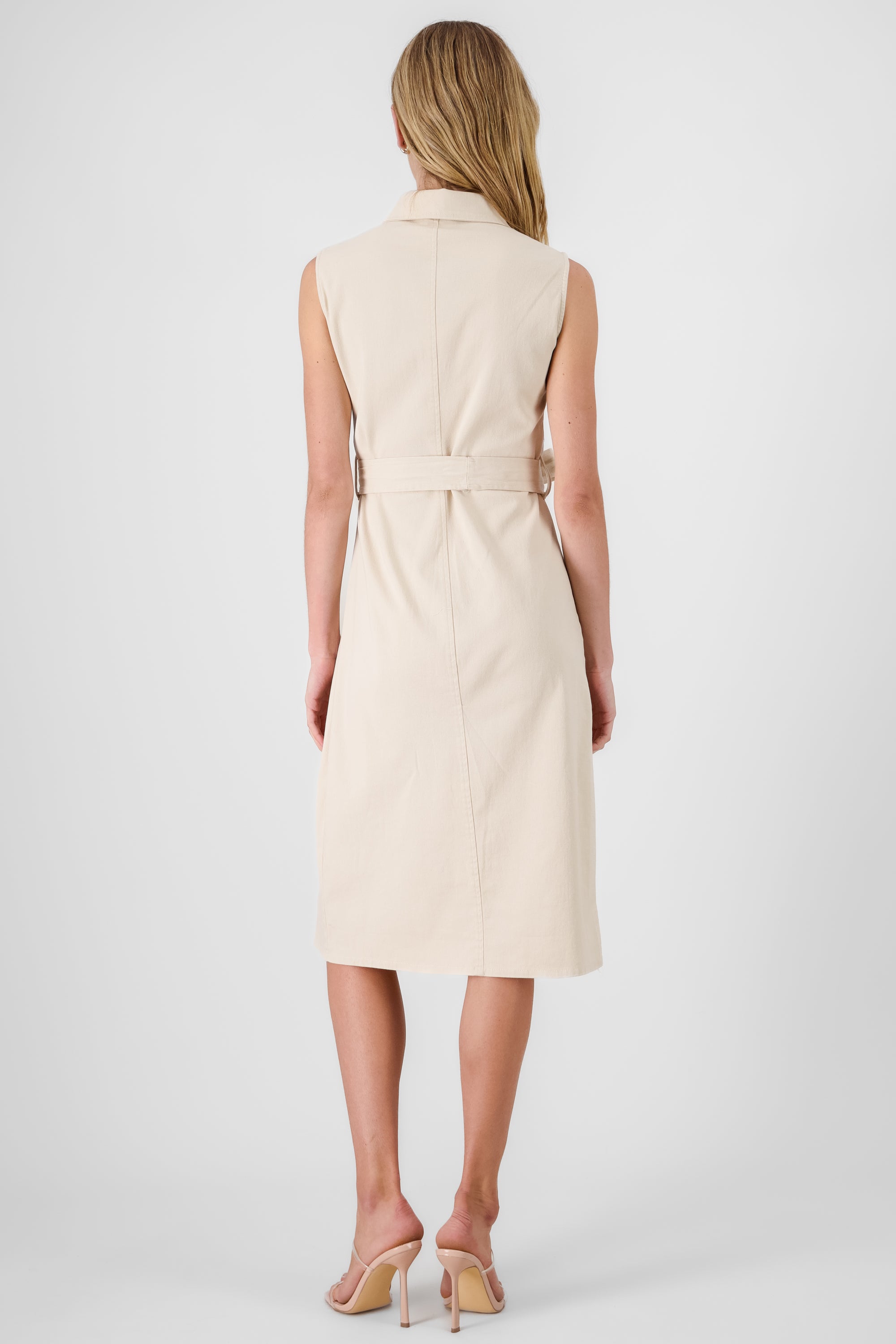 Vestido midi gabardina con cinta Hypsters KHAKI