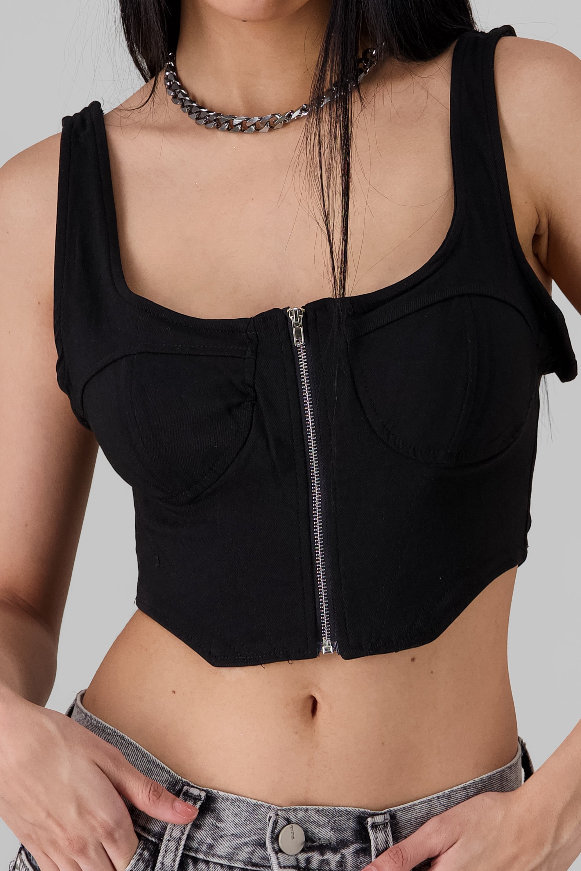 Blusa corset con cierre NEGRO