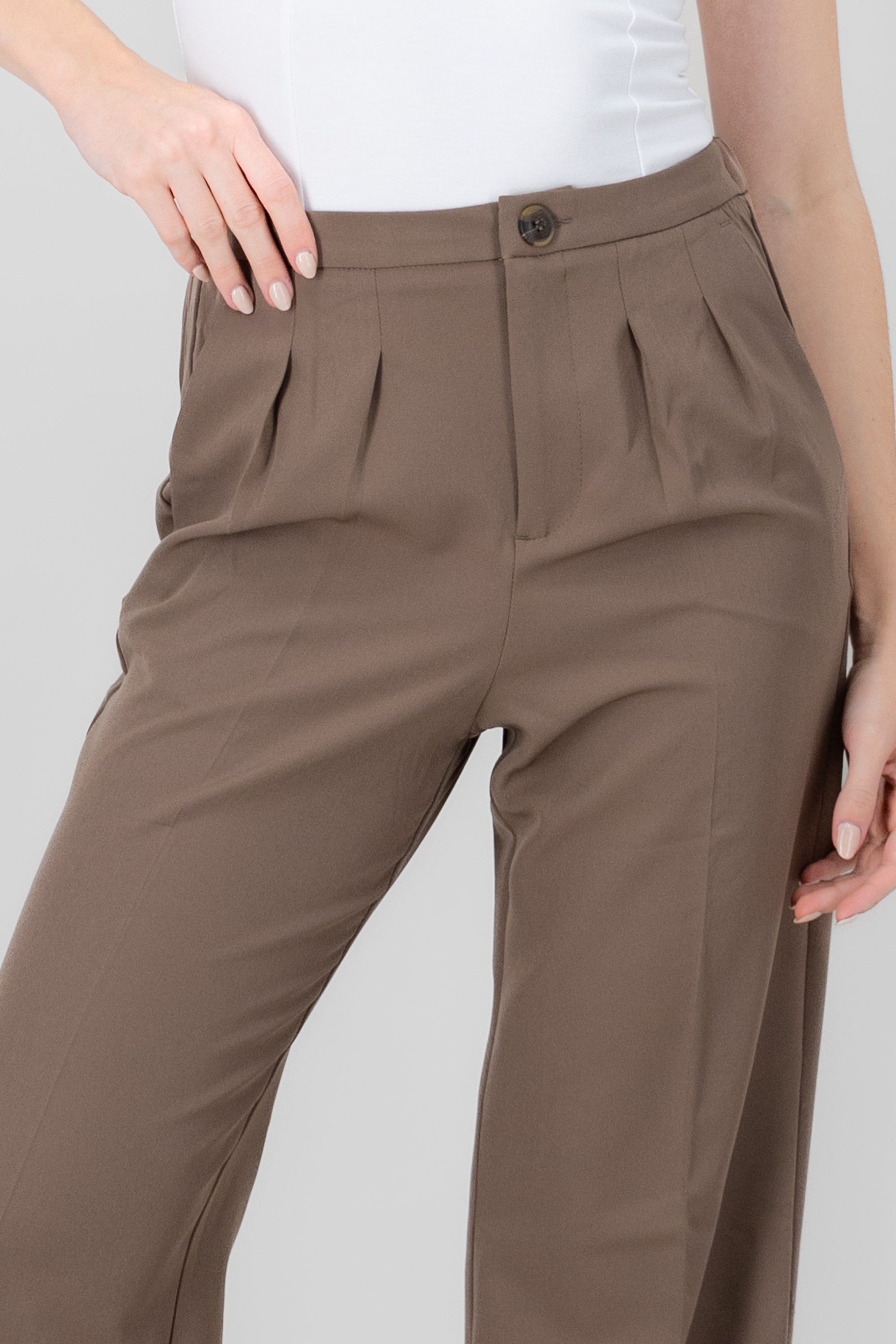 Pantalones lisos pinzas CAFE