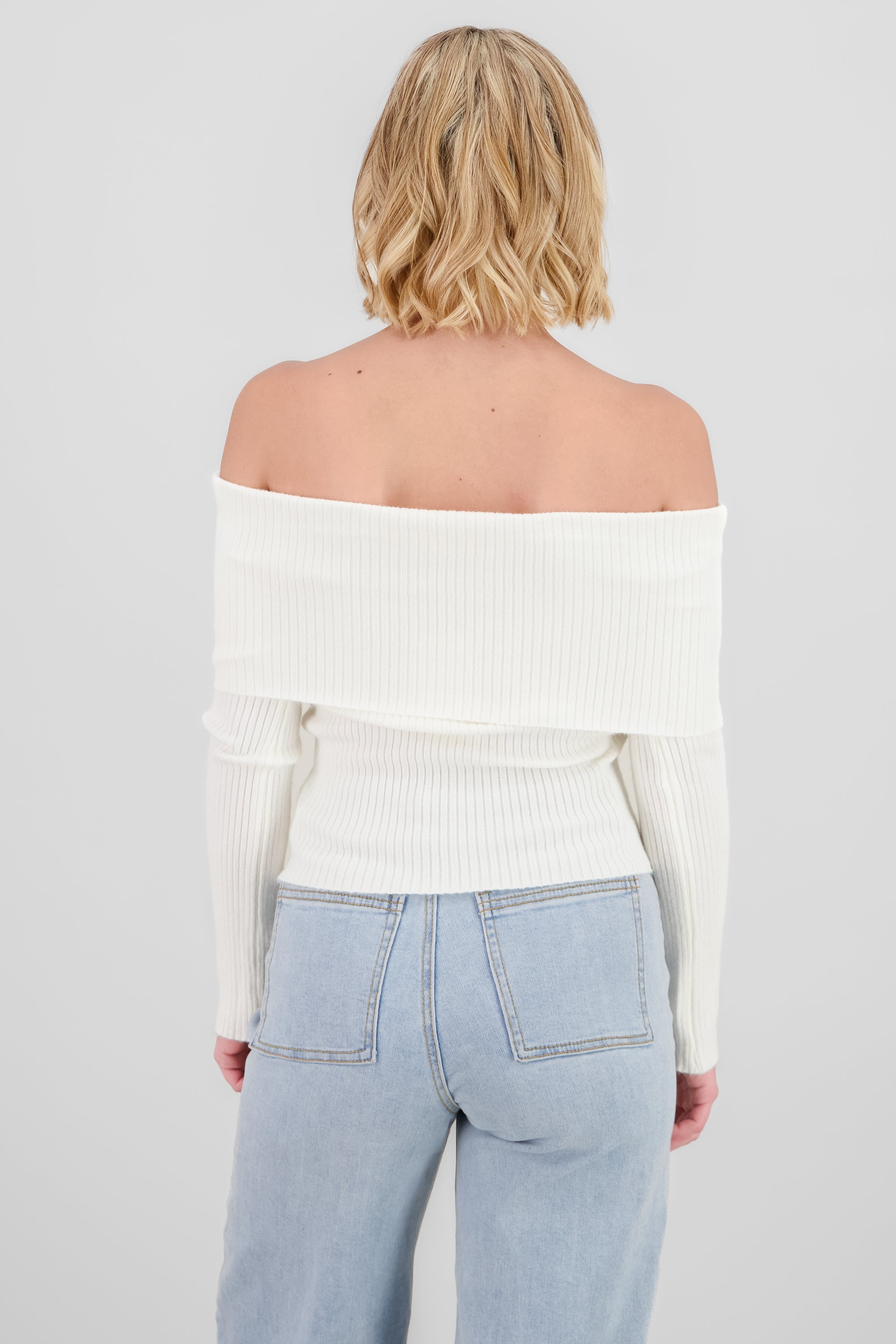 Sueter off shoulder tejido de punto BLANCO