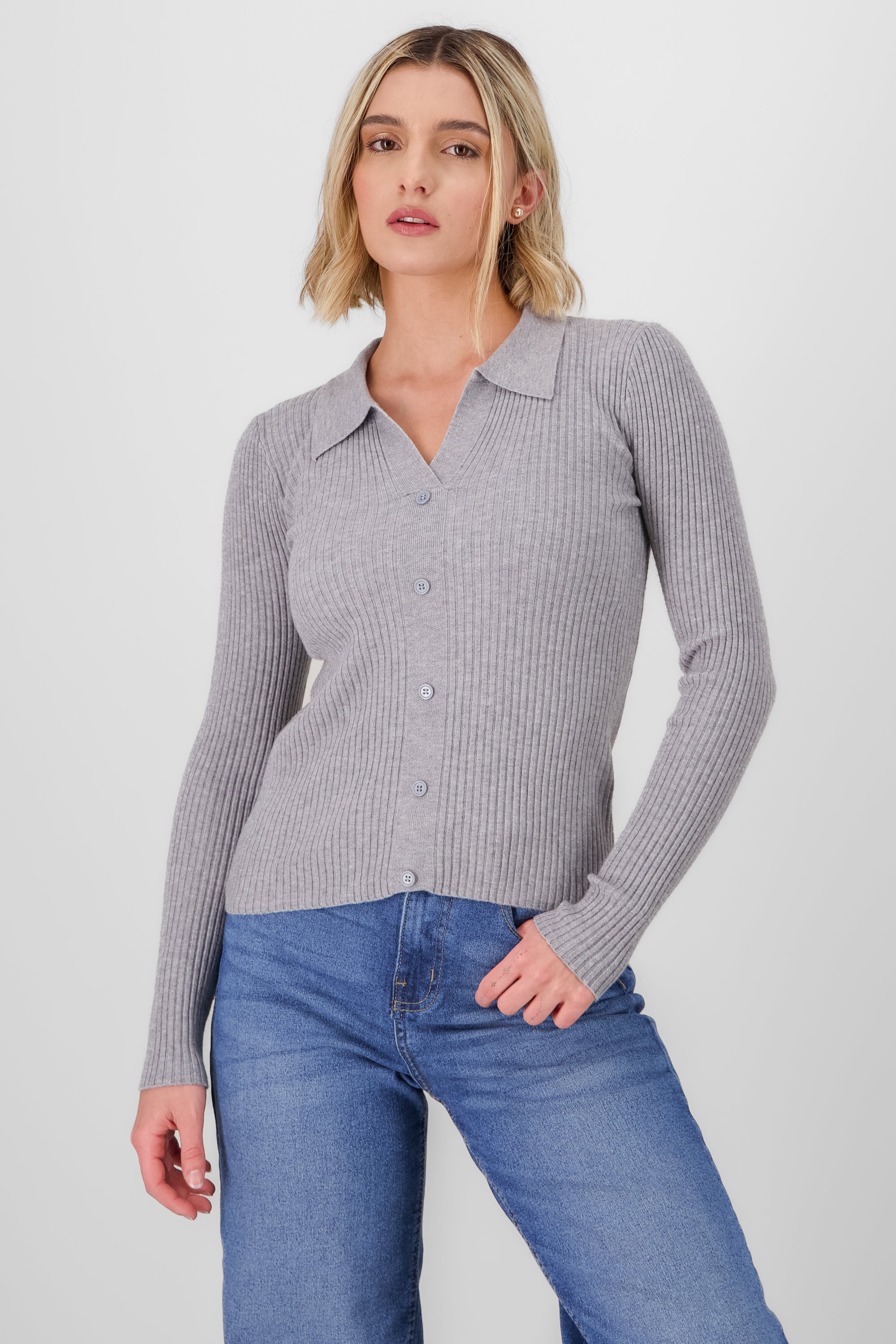 Cardigan tejido suave GRIS