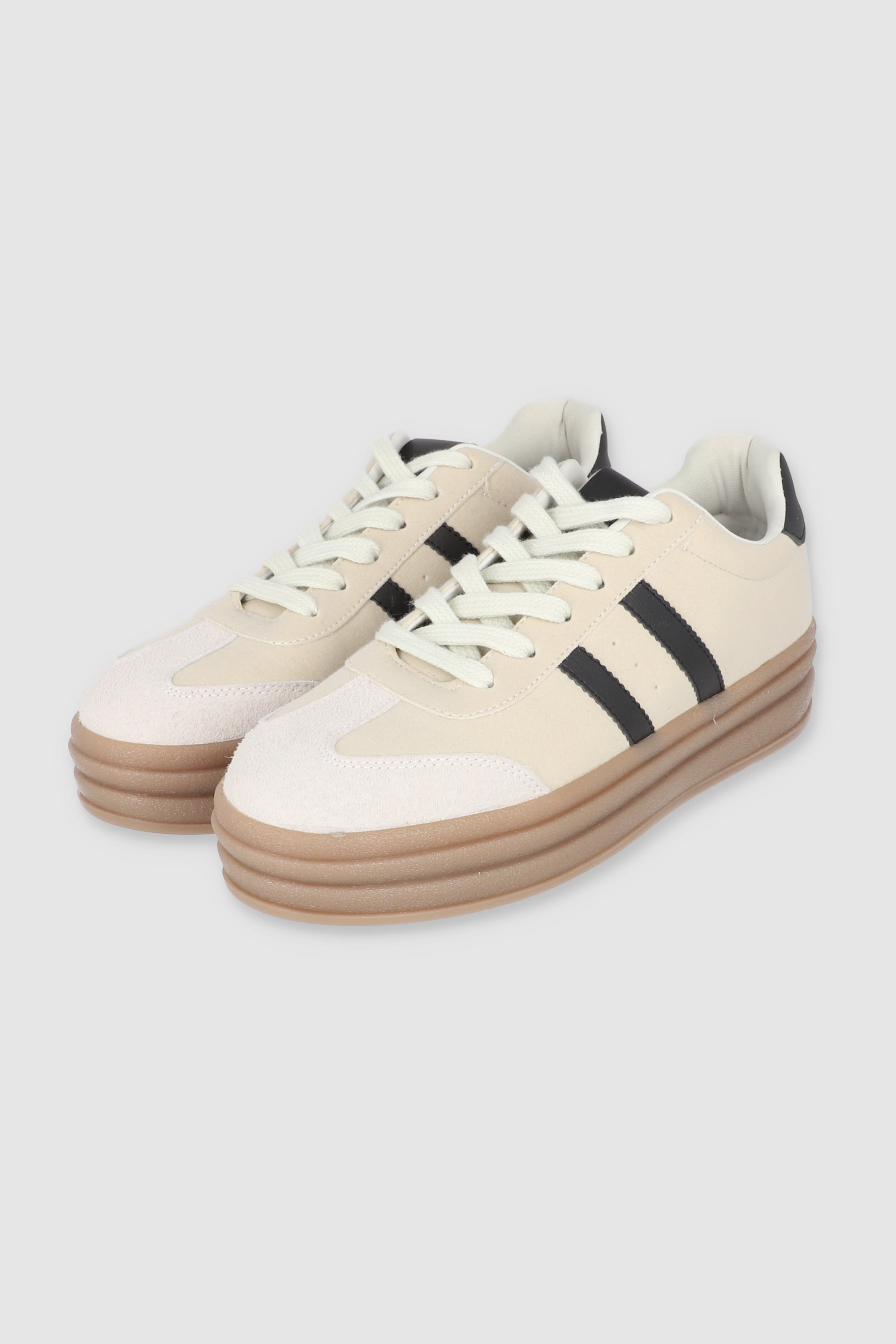 Tenis doble plataforma detalle lineas color BEIGE