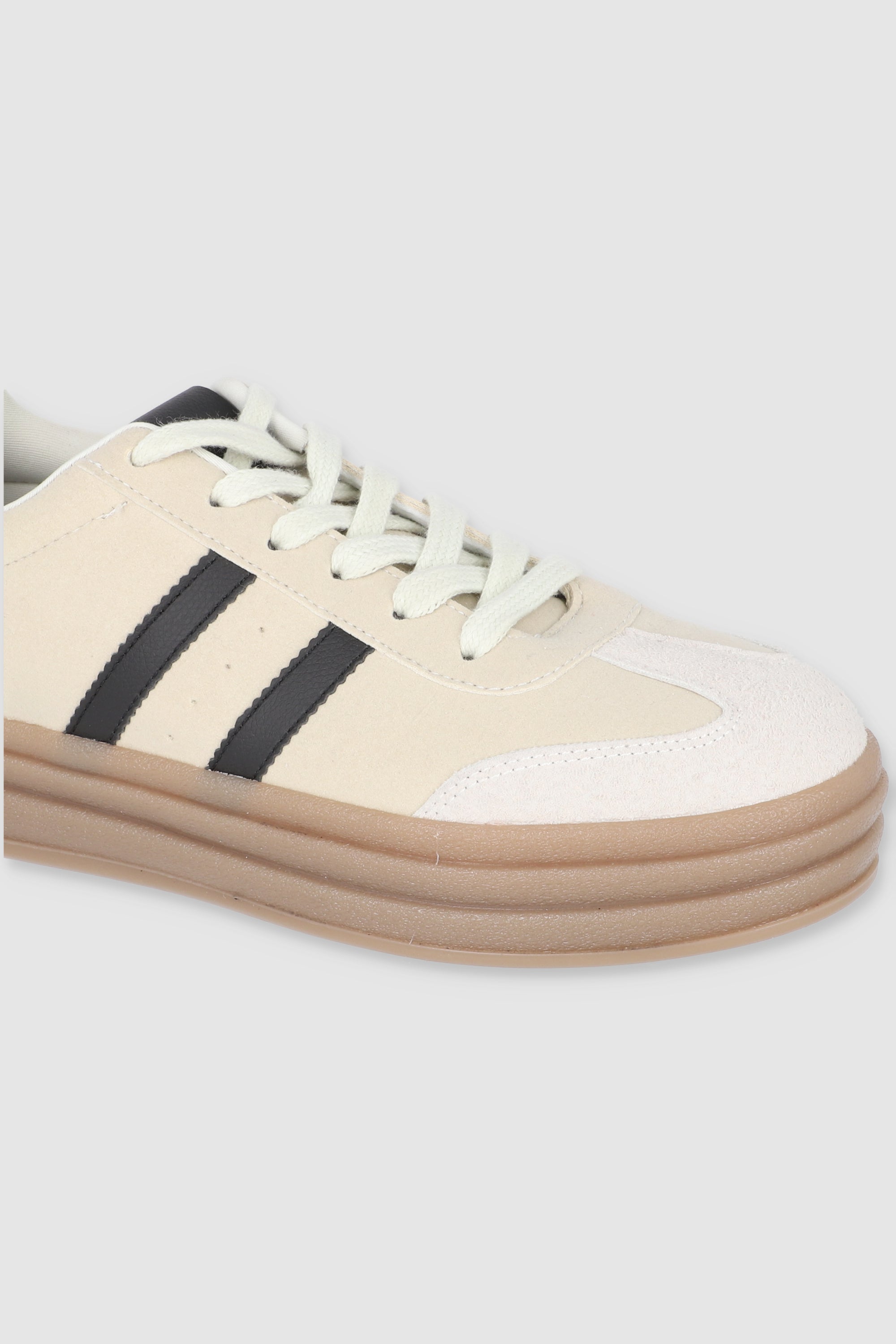 Tenis doble plataforma detalle lineas color BEIGE